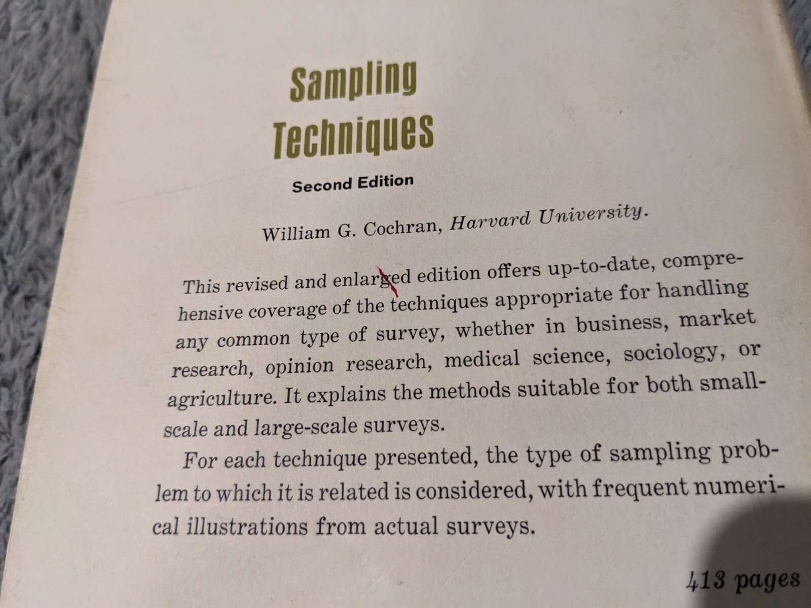 Survey Sampling Leslie Kish 1967 Second Edition John Wiley And Sons Hardcover