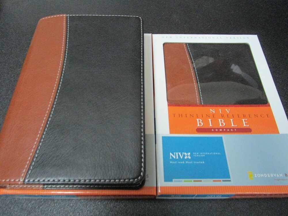 NIV 1984 Compact Thinline Reference Bible *6.3pt* Tan/Black LS *NEW!!
