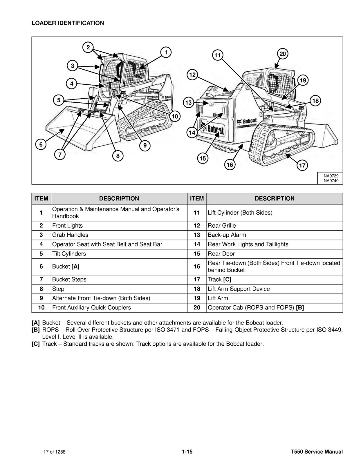 BOBCAT T550 Compact Track Loader 2019 Service Manual SN AJZV11001 Up, FOLDOUTS