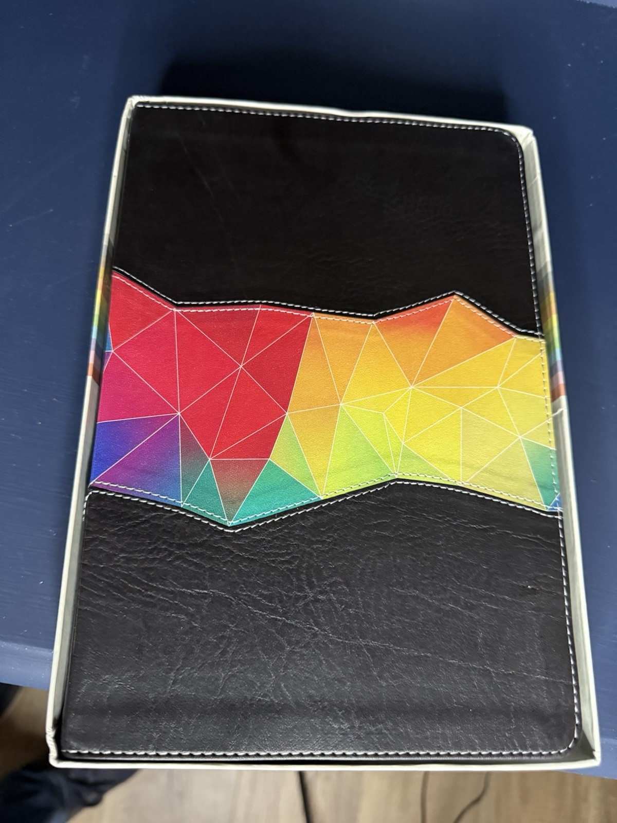 NIV Rainbow Study Bible, Black Leather Touch Kaleidoscope Indexed Holman