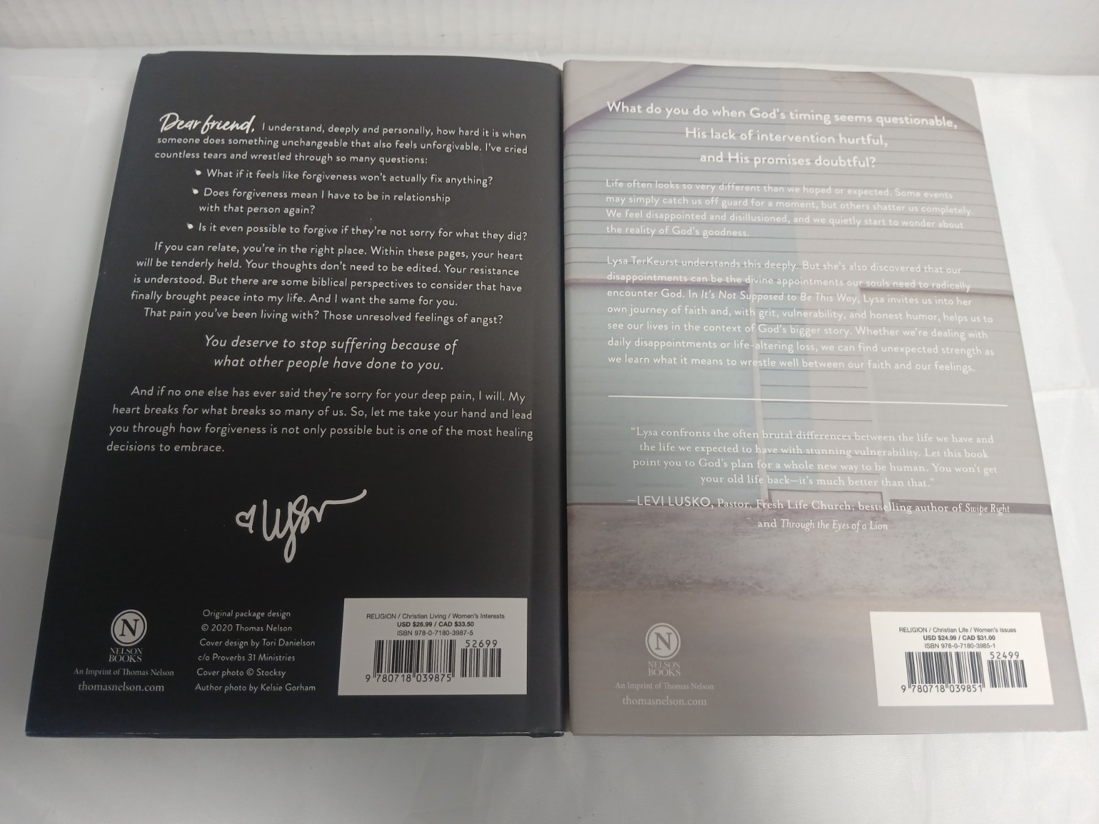 Lysa Terkeurst – Lot of 2 – 2018, 2020 Hardcover, Dust Jacket – Forgiving What..