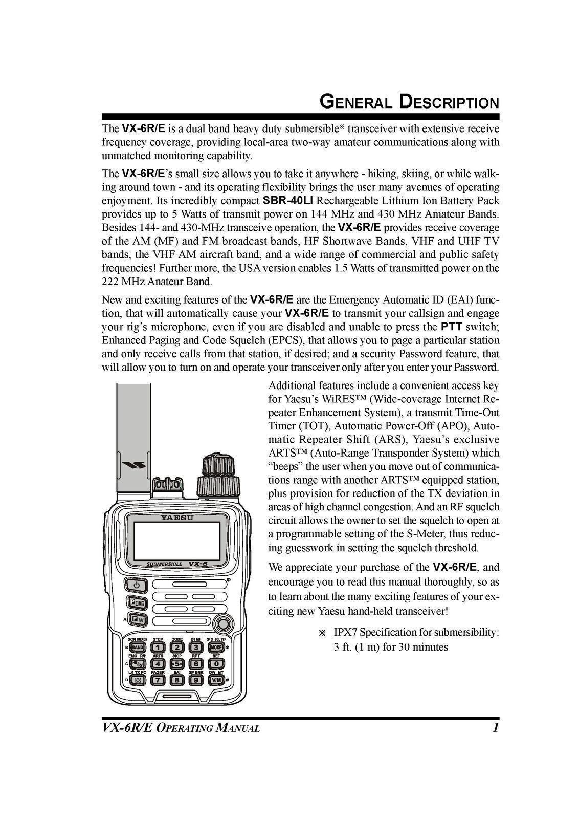 YAESU VX-6R Transceiver User Operation Manual Instructions, TOUGH BINDING