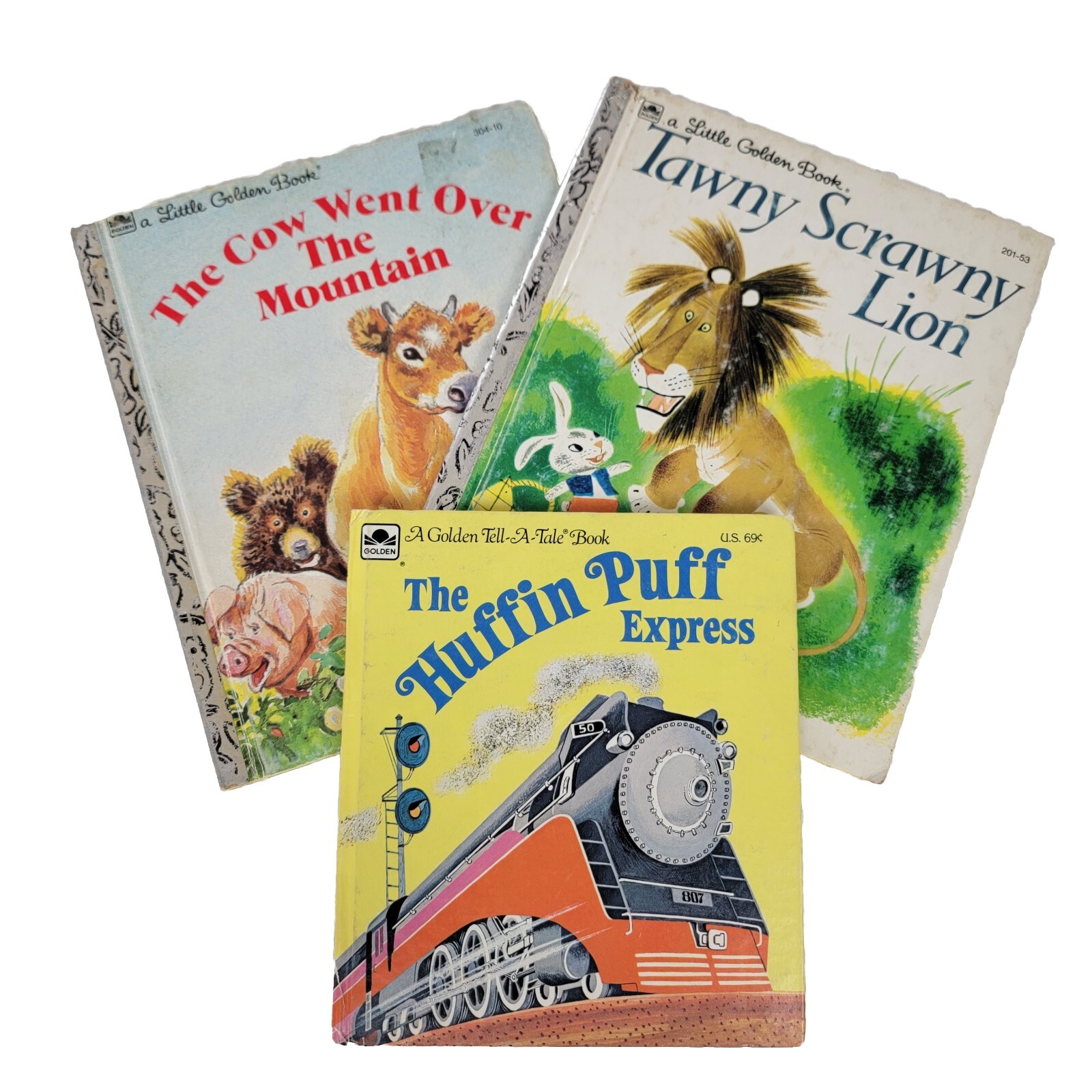 Vintage Little Golden Books Lot of (3) incl. The Cow Went Over The Mountain 1963