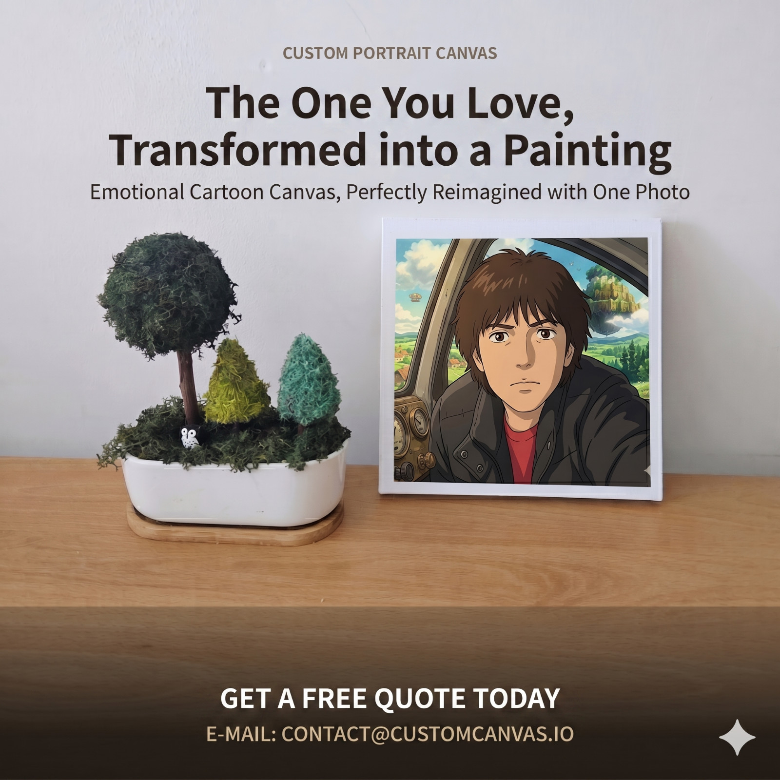 Custom cartoon-Style Portrait Canvas | Personalized Cartoon Art from Your Photo