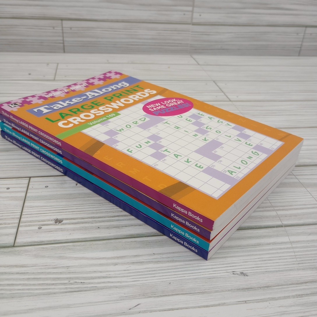 Large Print Crossword Puzzle Take Along Vol 168, 169, 171, 172 (4 Books) Brain