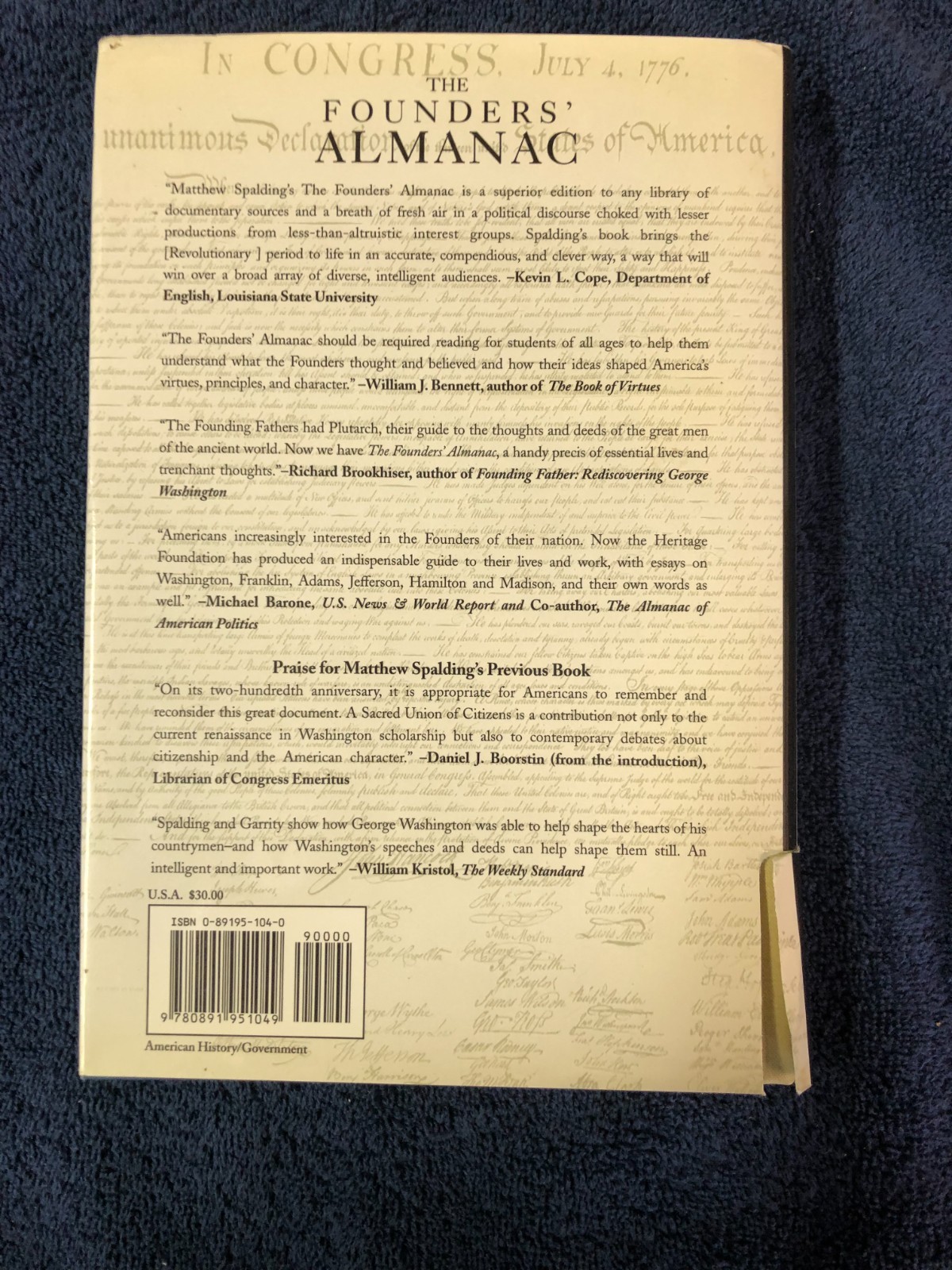 The Founders’ Almanac Edited by Matthew Spalding