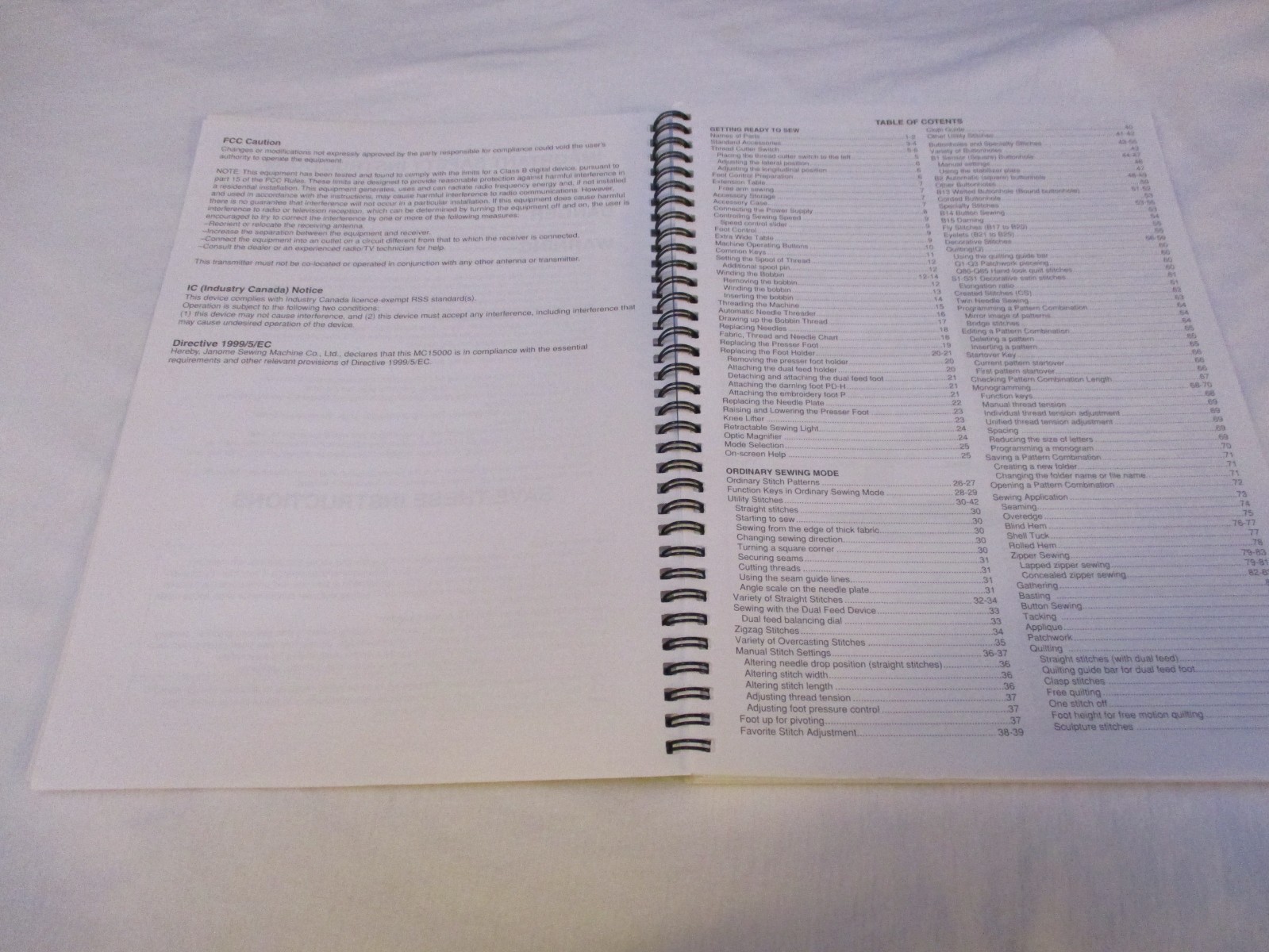 Janome Memory Craft 15000 Instruction Manual – Sewing, stitching – paperback VG!