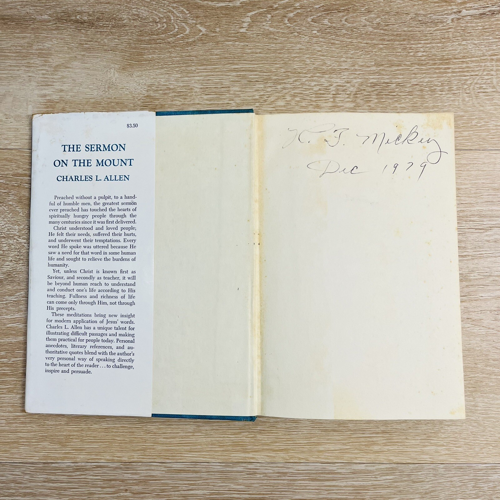 The Sermon on the Mount – Charles L. Allen – Very Good Hardcover w/ Jacket 1966