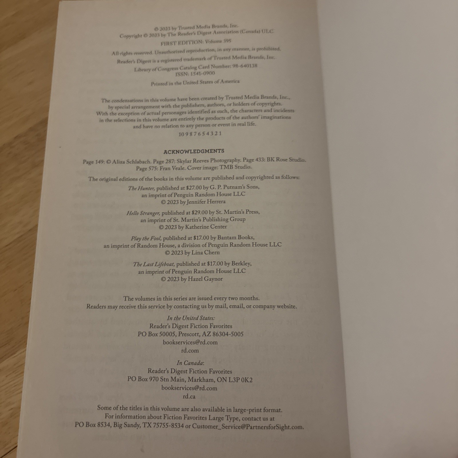 Reader’s Digest FICTION FAVORITES! Paperback Volume 395