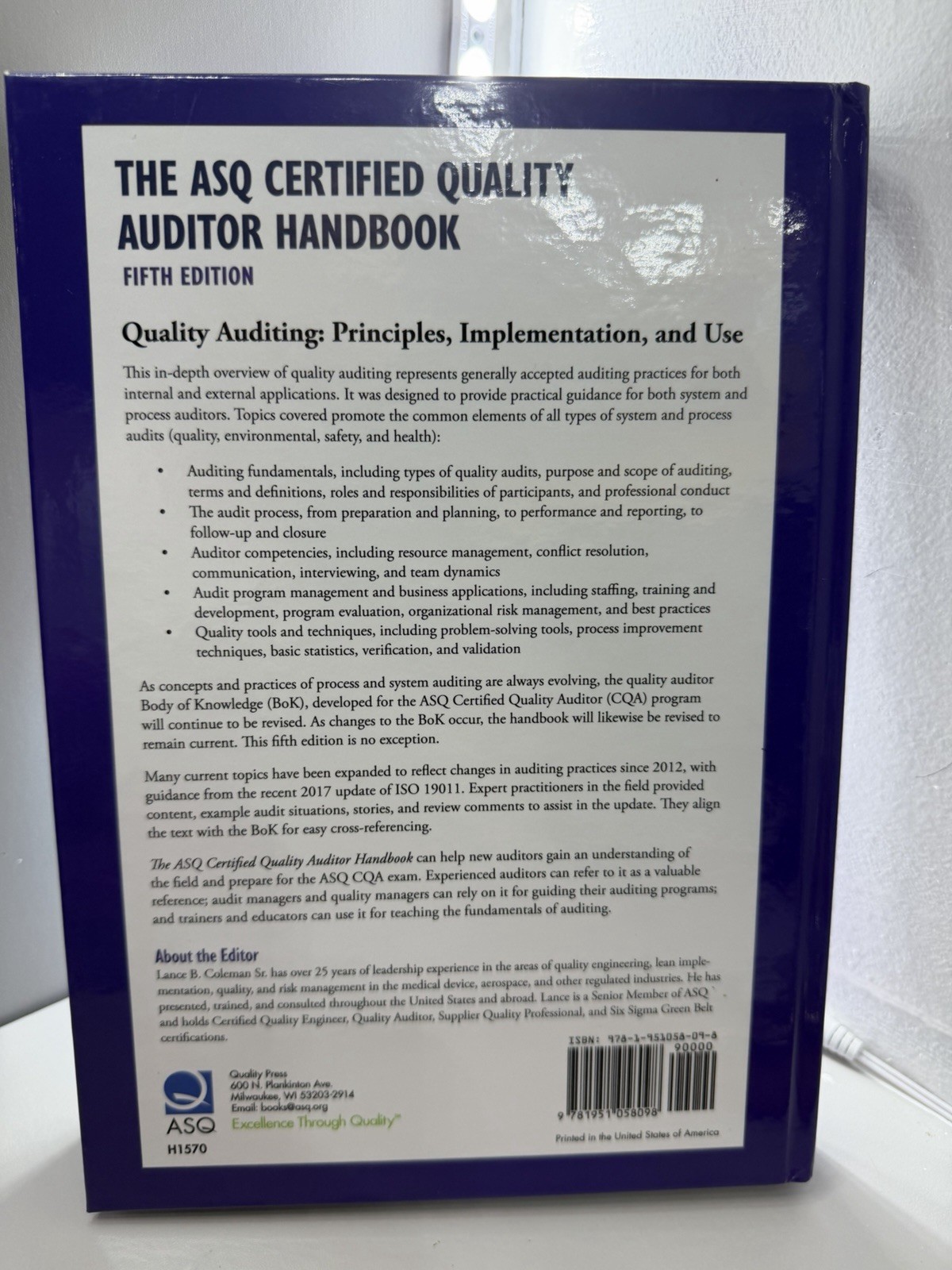ASQ Certified Quality Auditor Handbook 5th Ed