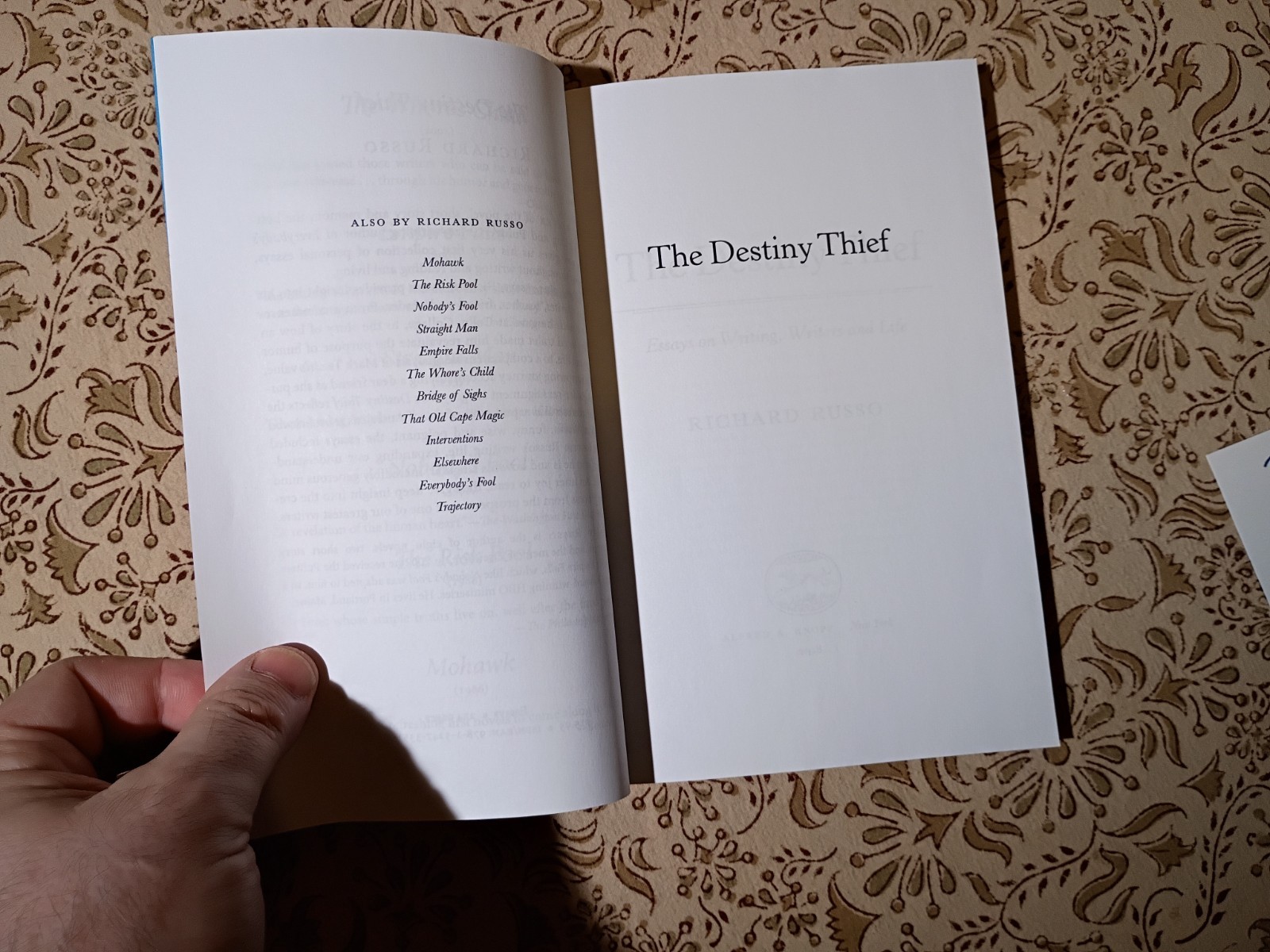 2018 UNCORRECTED PROOF PB The Destiny Thief – Richard Russo – Knopf 1st ed