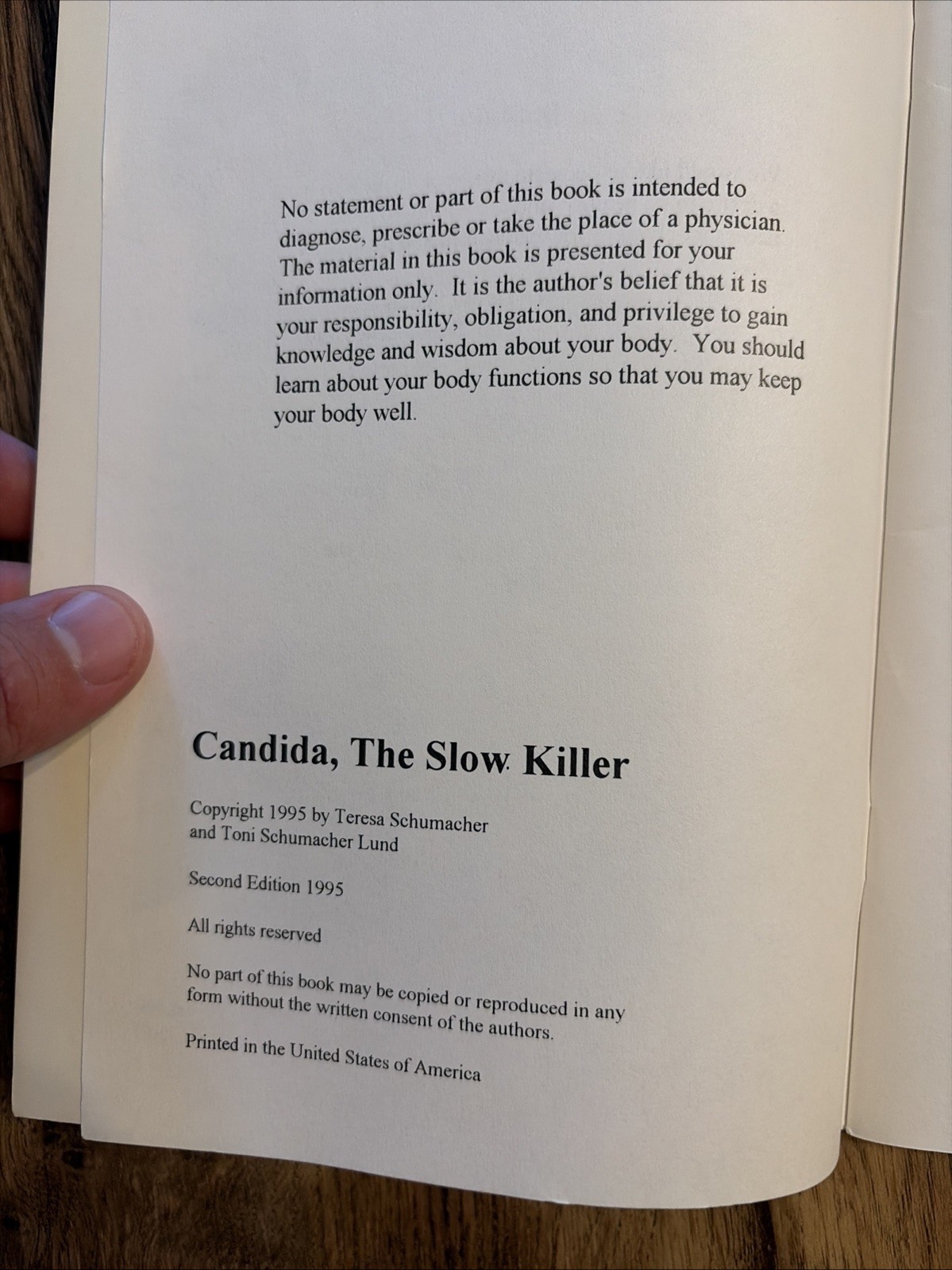 Candida, the Slow Killer, Paperback, 1995 Edition, 50 Pages