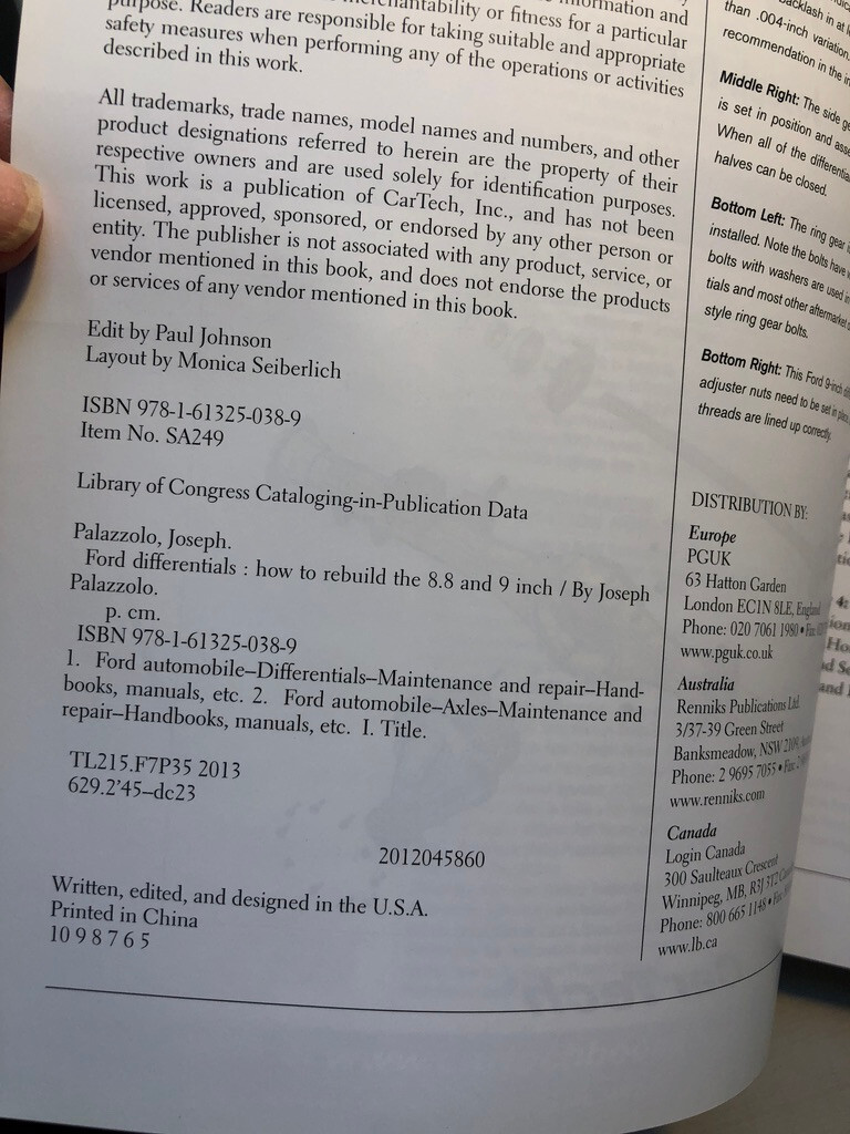 Like New Condition 2013 “Ford Differentials—How to Rebuild the 8.8 and 9 Inch”