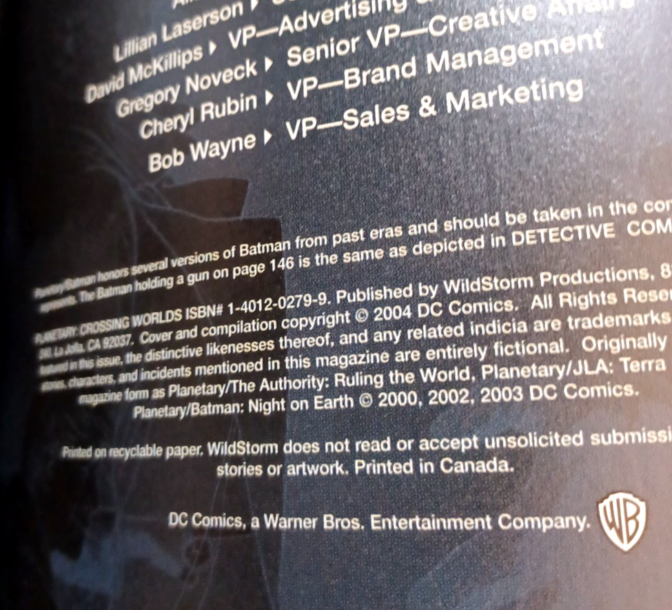 PLANETARY: CROSSING WORLDS Warren Ellis John Cassaday Batman Paperback