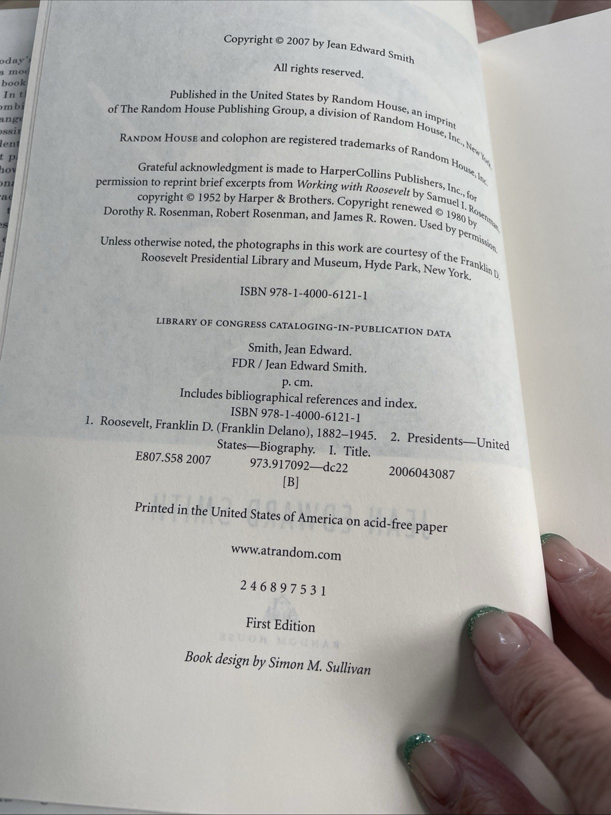 “FDR” – by Jean Edward Smith – First Edition/First Print – HCDJ – NEW
