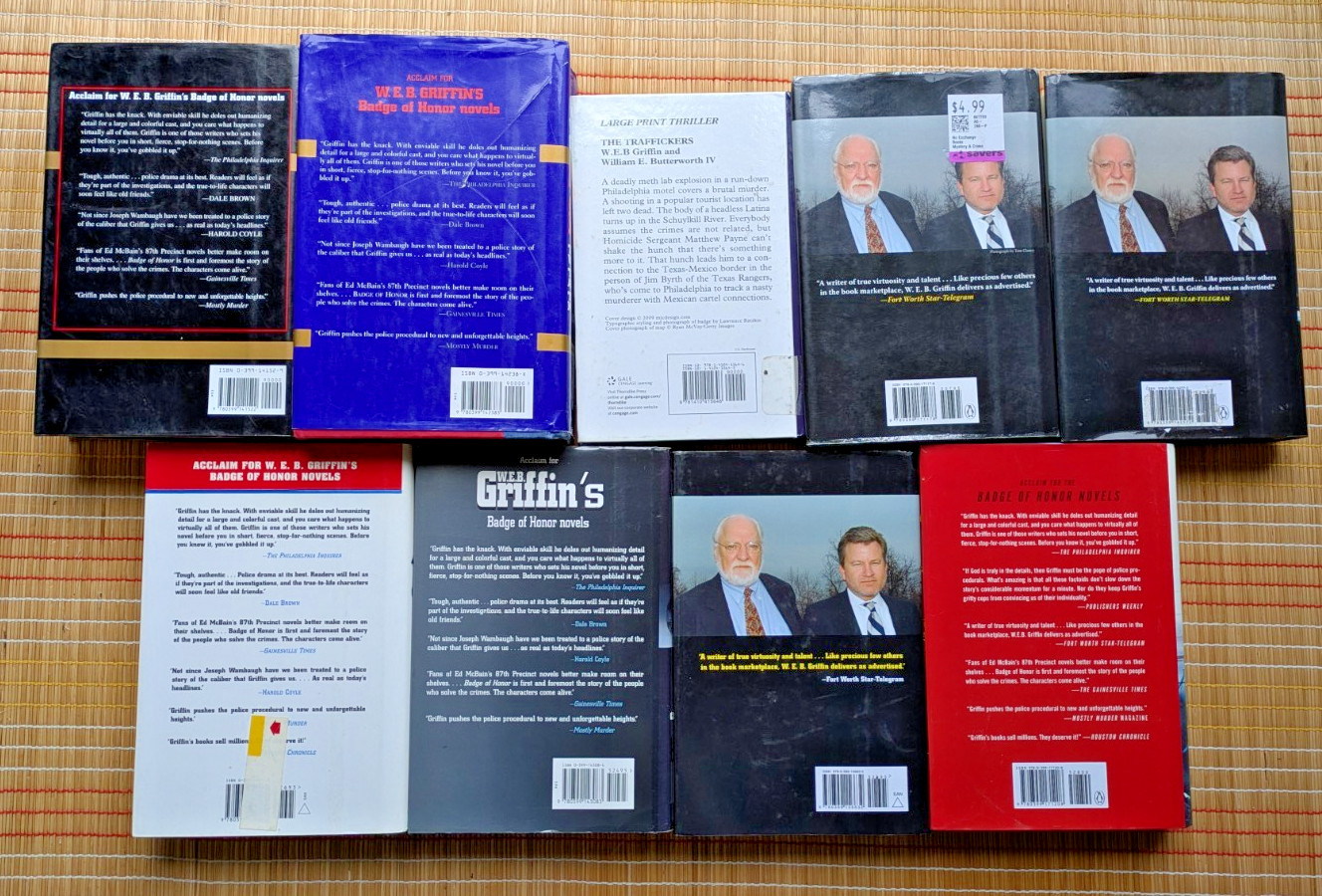 W.E.B. Griffin – Complete Series Lot Badge of Honor #1-13 in 9 HC 1 ex-lib GC