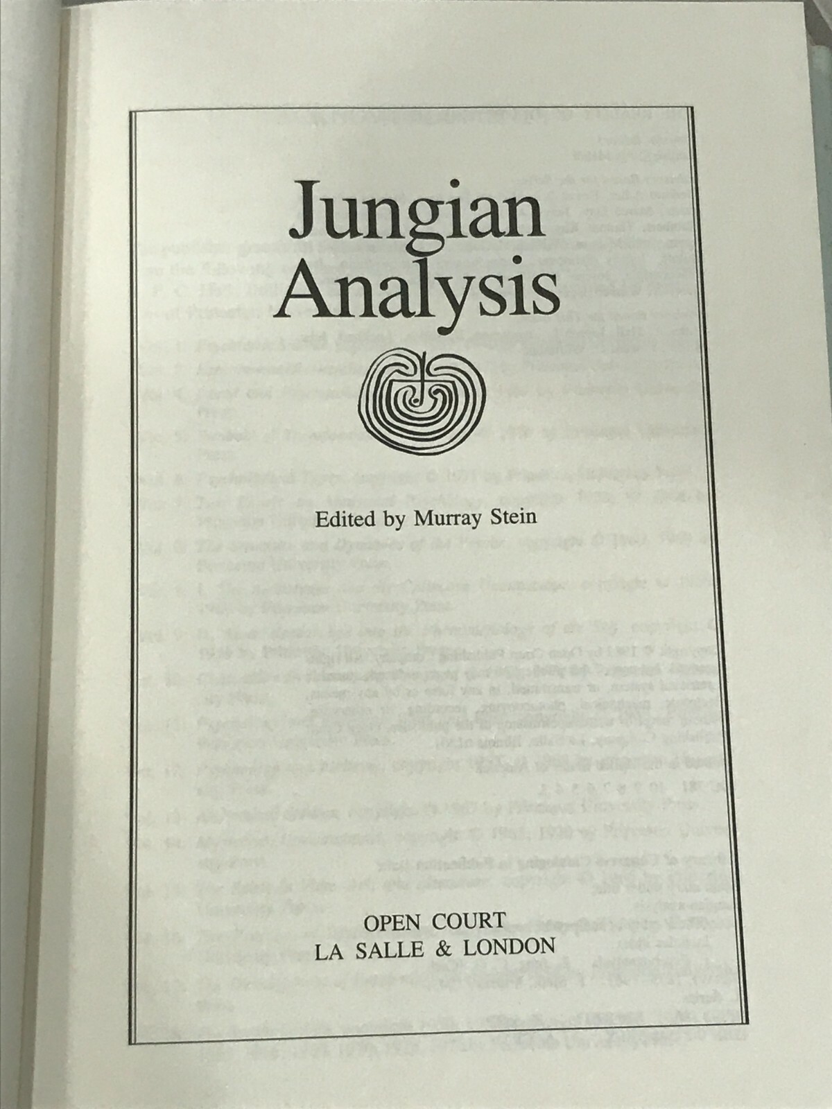 JUNGIAN ANALYSIS By Murray Stein – Hardcover 1982 !!!