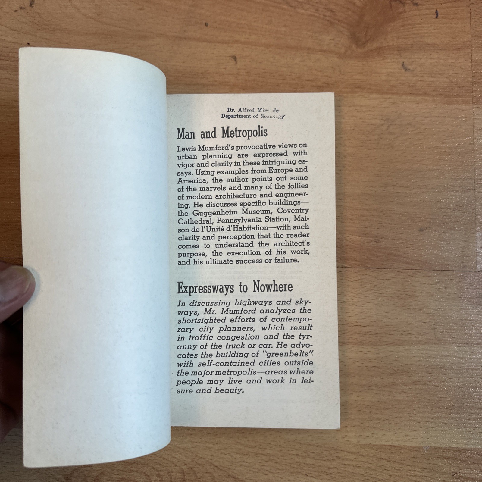 Lewis Mumford The Highway and the City Paperback New American Library Urban