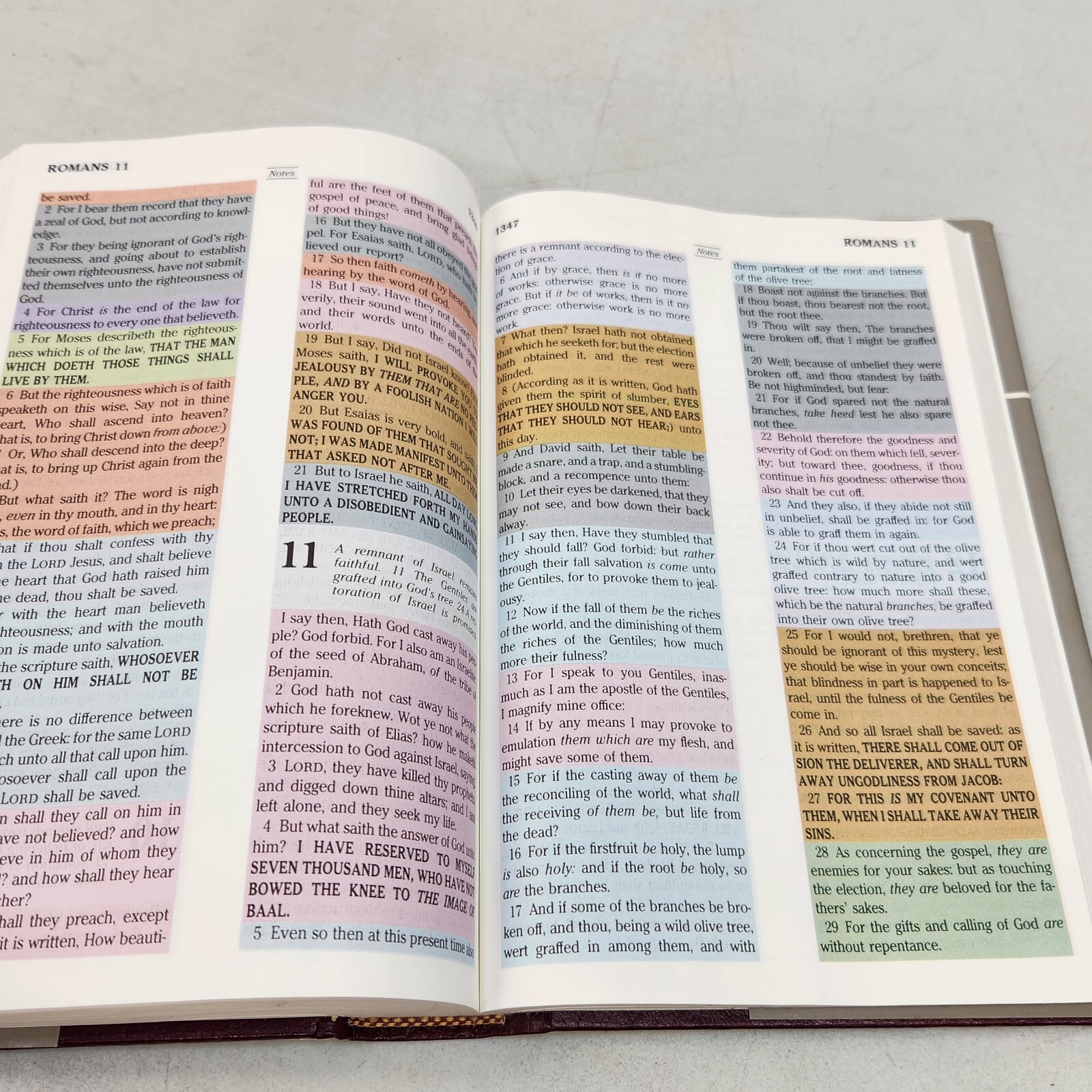 The Rainbow Study Bible (1986) Color Coded Burgundy Hardback & Dust Jacket