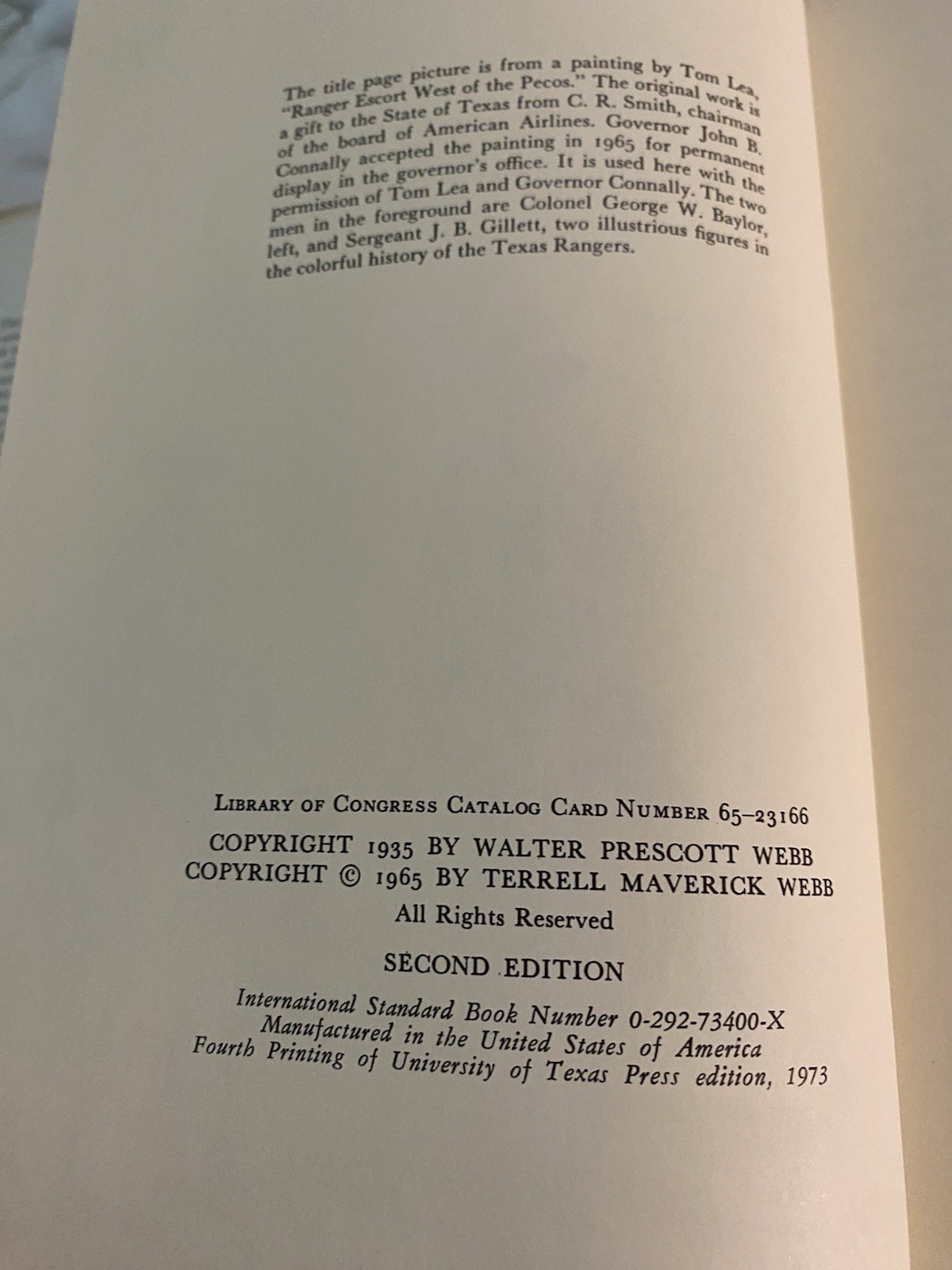 The Texas Rangers – Second Edition – 1973 – by Walter Prescott Webb