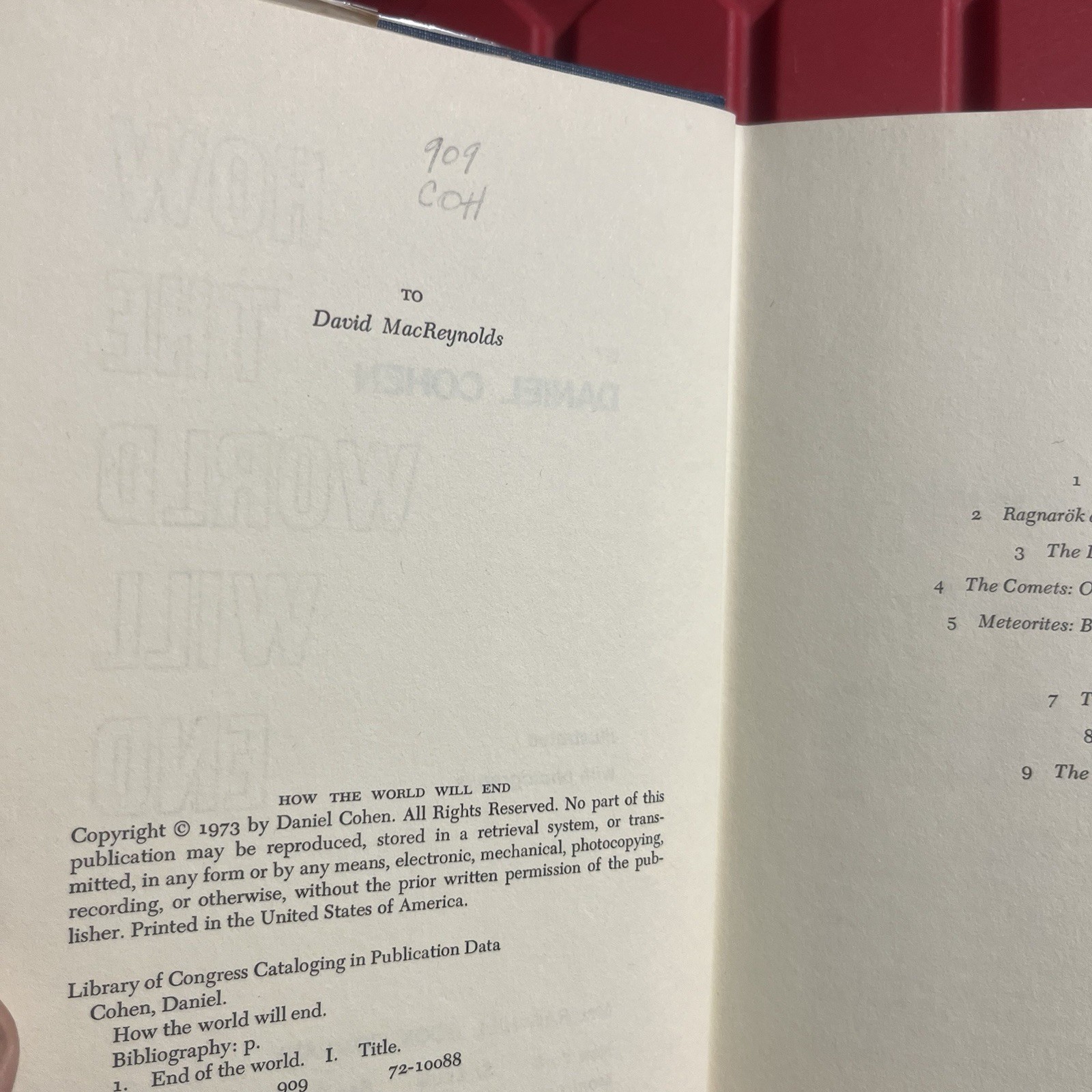How The World Will End Daniel Cohen Hardcover Book Ex Library Vintage 1973