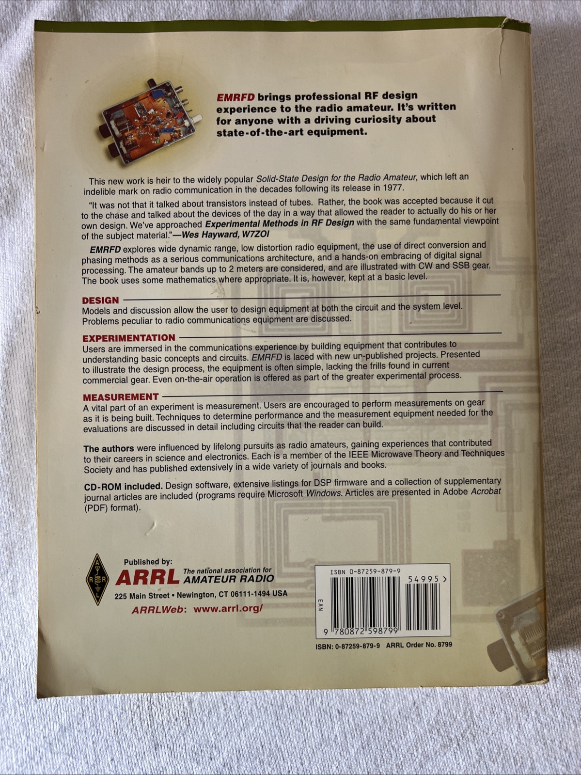 Experimental Methods In RF Design Hayward ARRL Cream PB USA Amateur Radio + CD