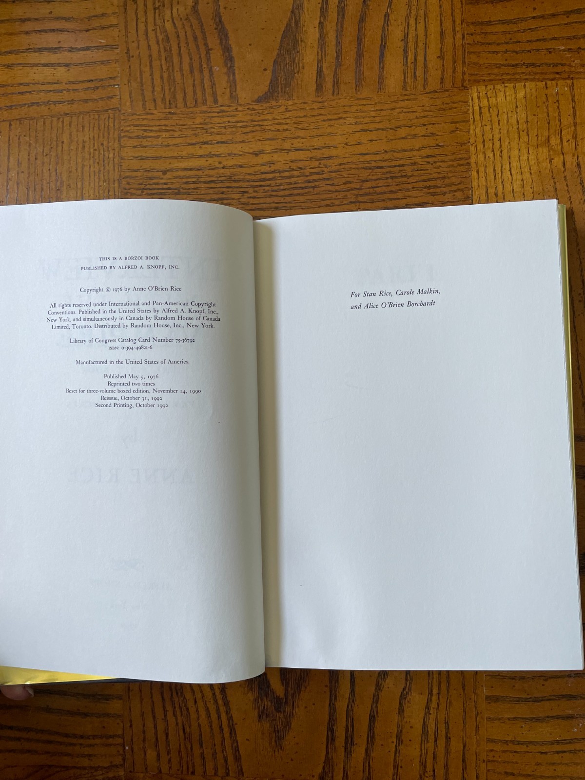 Interview with the Vampire – Anne Rice – First Edition, Second Print SIGNED