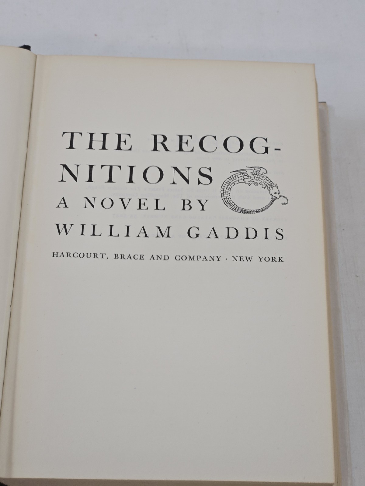 The Recognitions by William Gaddis 1955 First Edition Harcourt Brace & Company