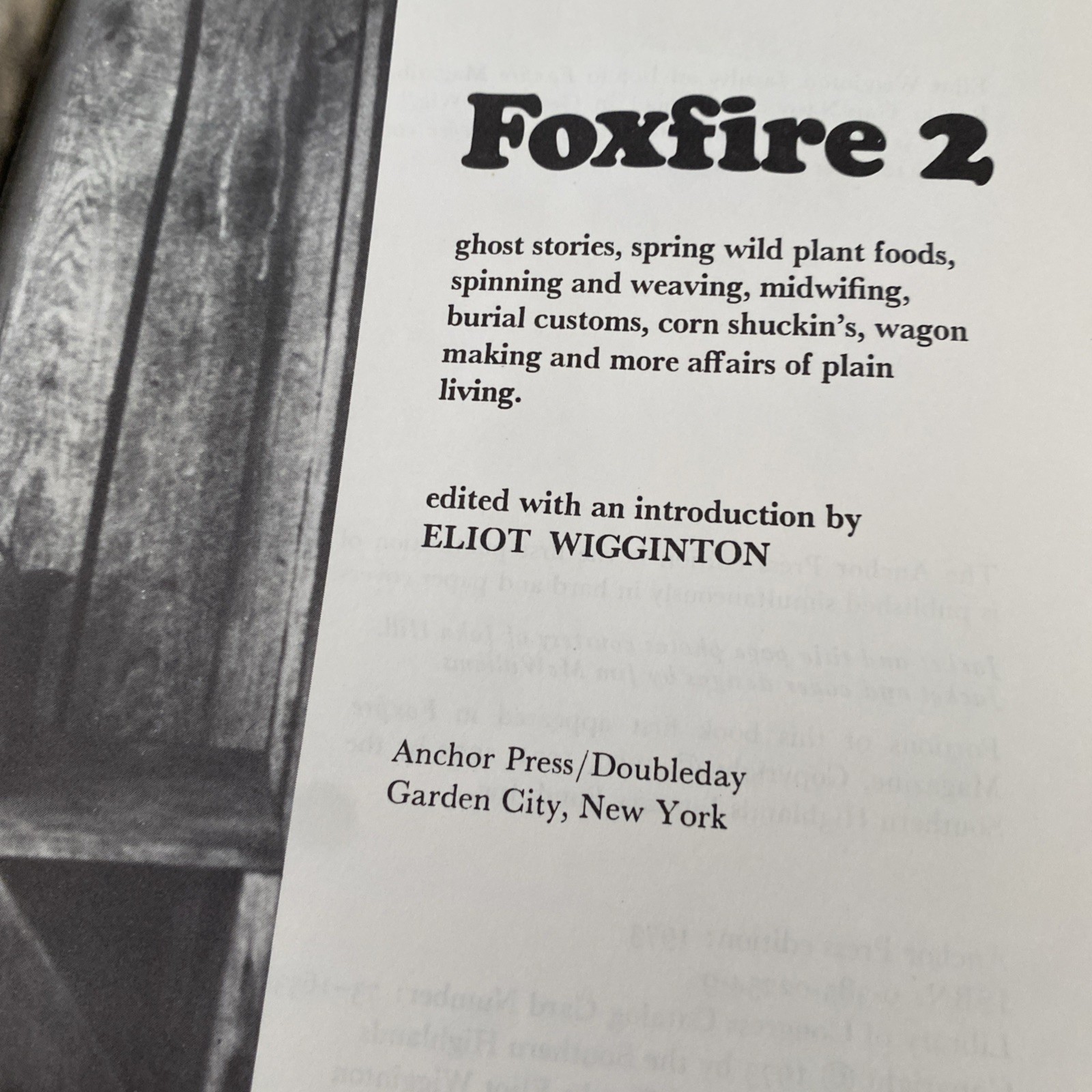 HB DJ Foxfire 2 Eliot Wigginton Anchor Press 1973 Ghost Stories Weaving Corn