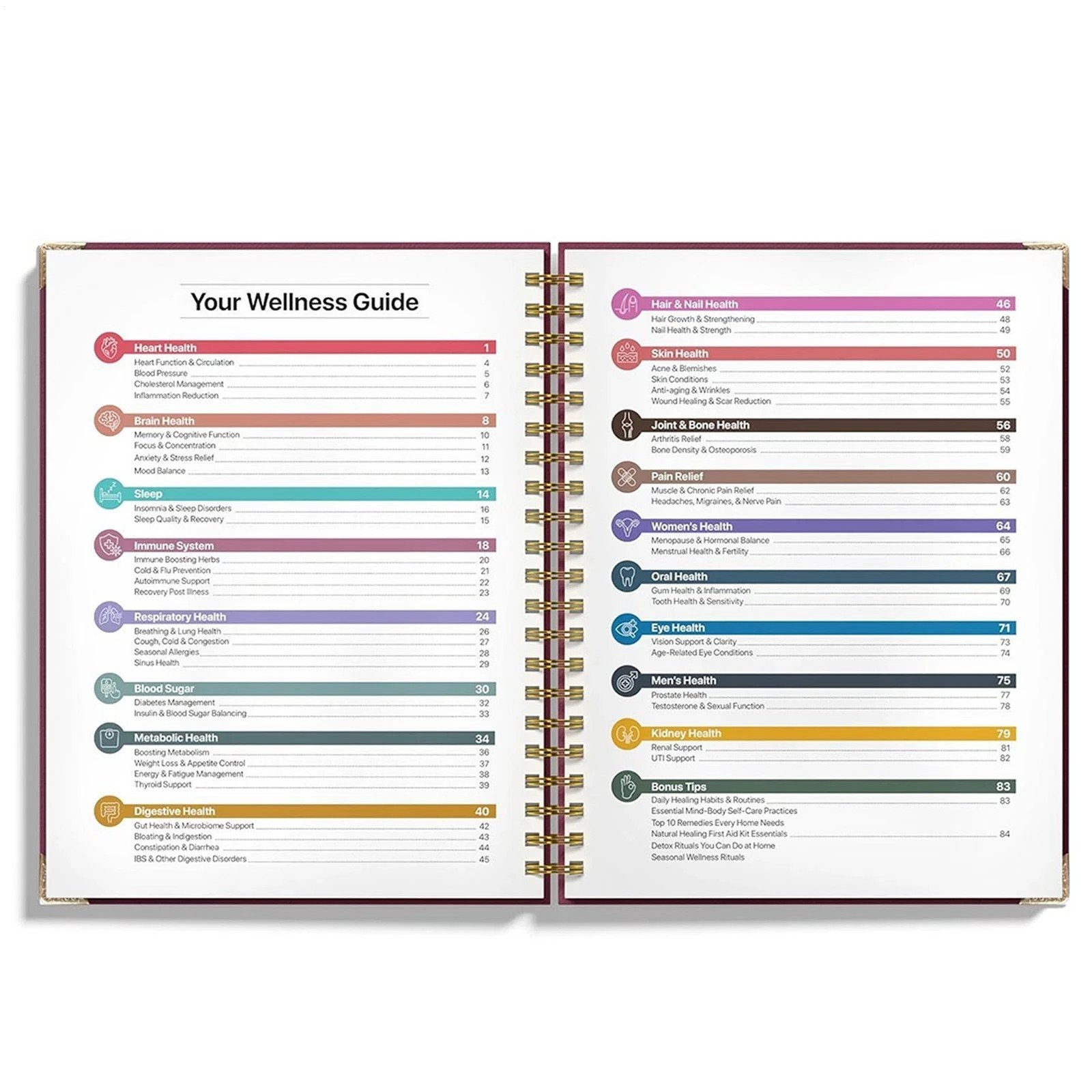 Natural Healing Handbook Spiral Bound Herbal Remedies Tea Recipes