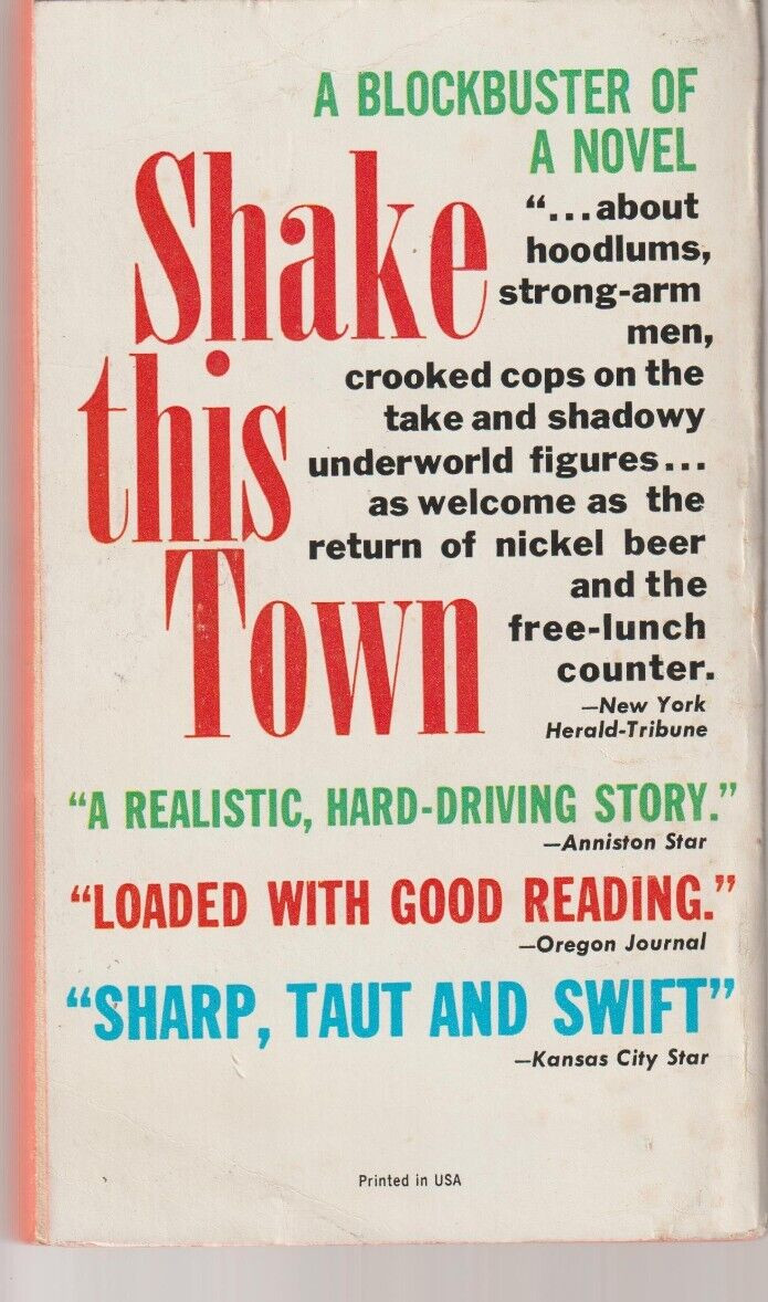 Shake This Town 54-278 Papperback Library 1960 Robert Williams Drama