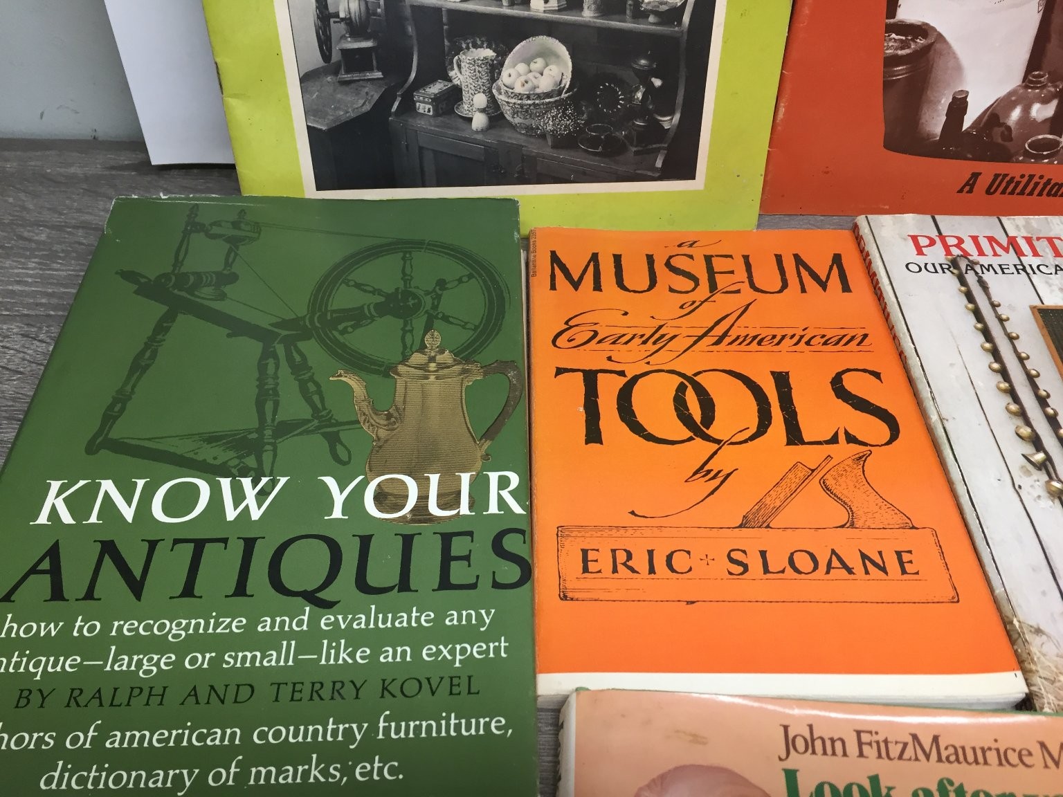 9 Antique Reference Books Eric Sloane Kovel Pottery Tools Kitchen Collectibles