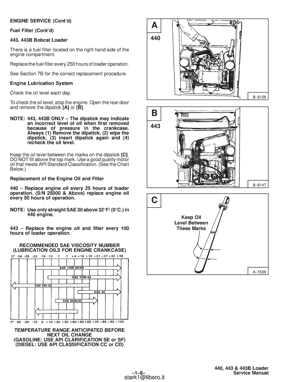 BOBCAT 440 443 443B Skid-Steer Loader Service Manual 1995, FOLDOUTS