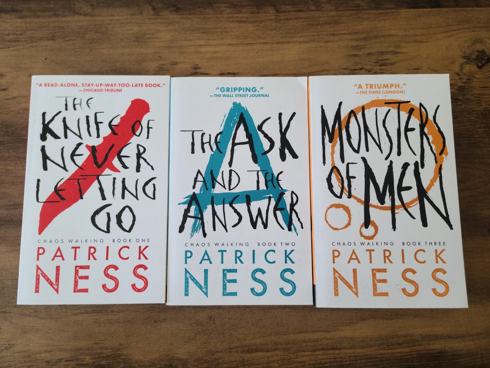 Lot of 3 Patrick Ness TPBs – Complete Chaos Walking Trilogy