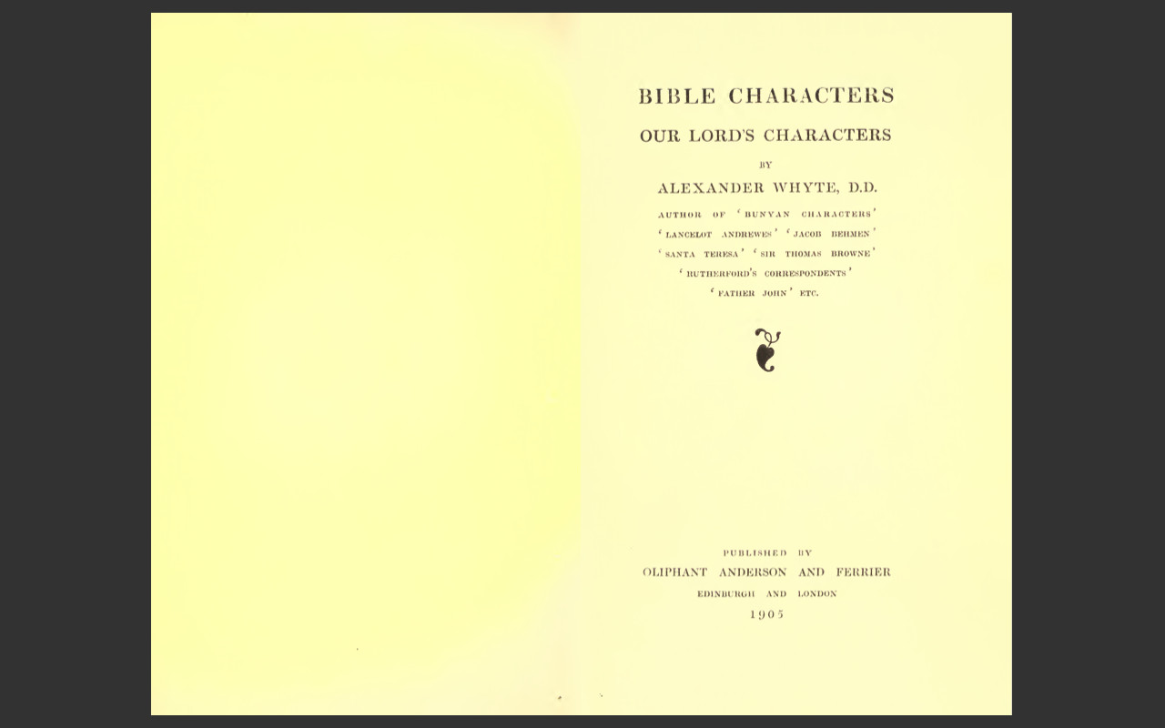 BIBLE CHARACTERS by Alexander Whyte-Bible Commentary-ALL 6 VOLUMES- E-Book on CD