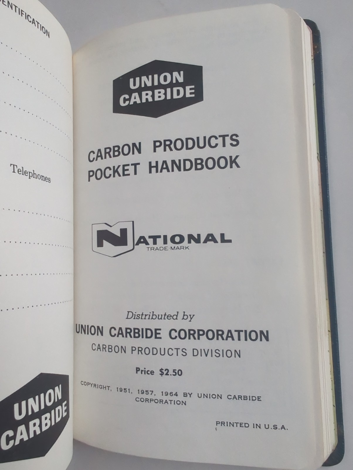 Carbon Products Pocket Handbook Leather Union Carbide Corporation 1964 Vtg
