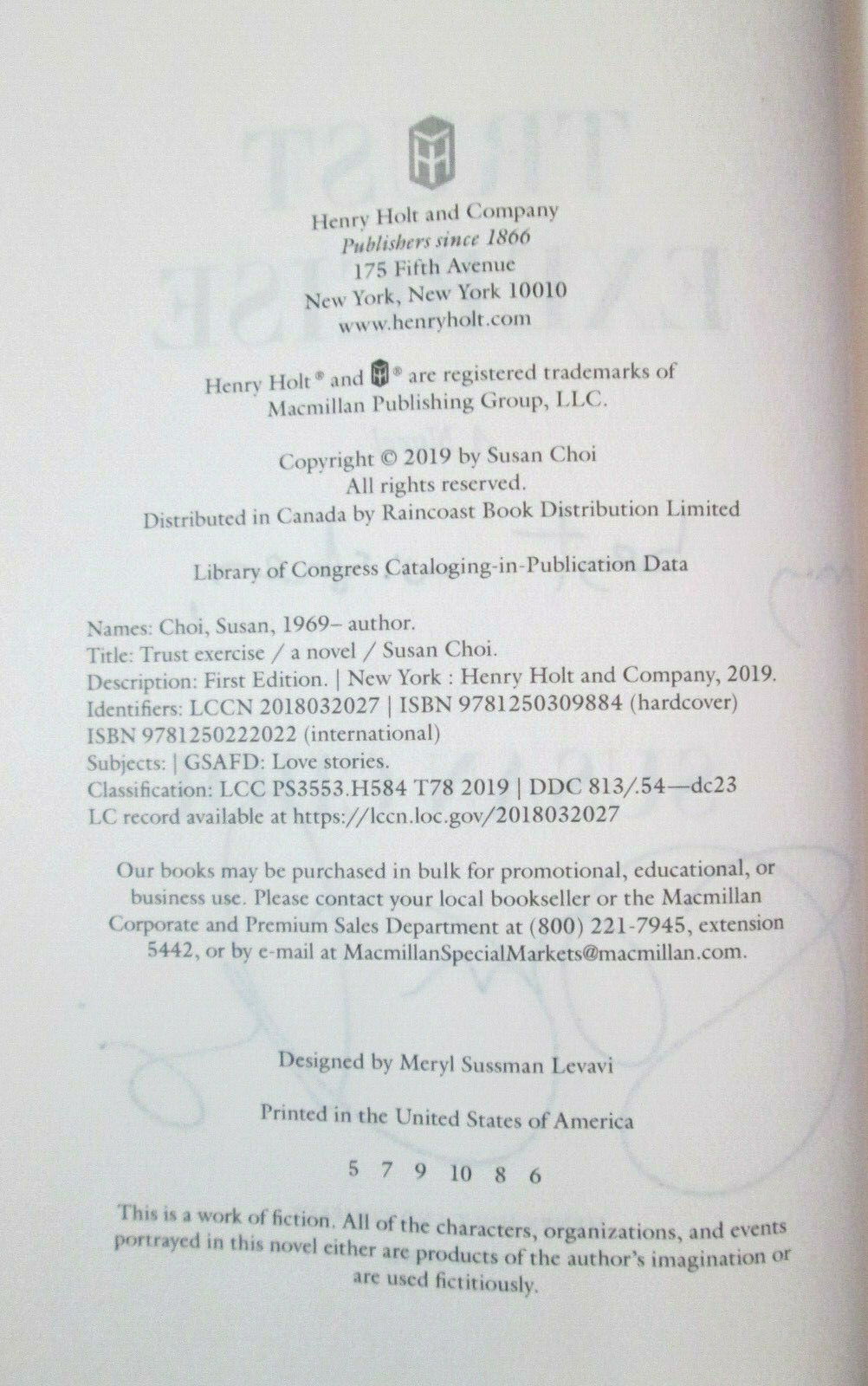 Trust Exercise SIGNED by Susan Choi 2020 National Book Award Winner Hardcover DJ