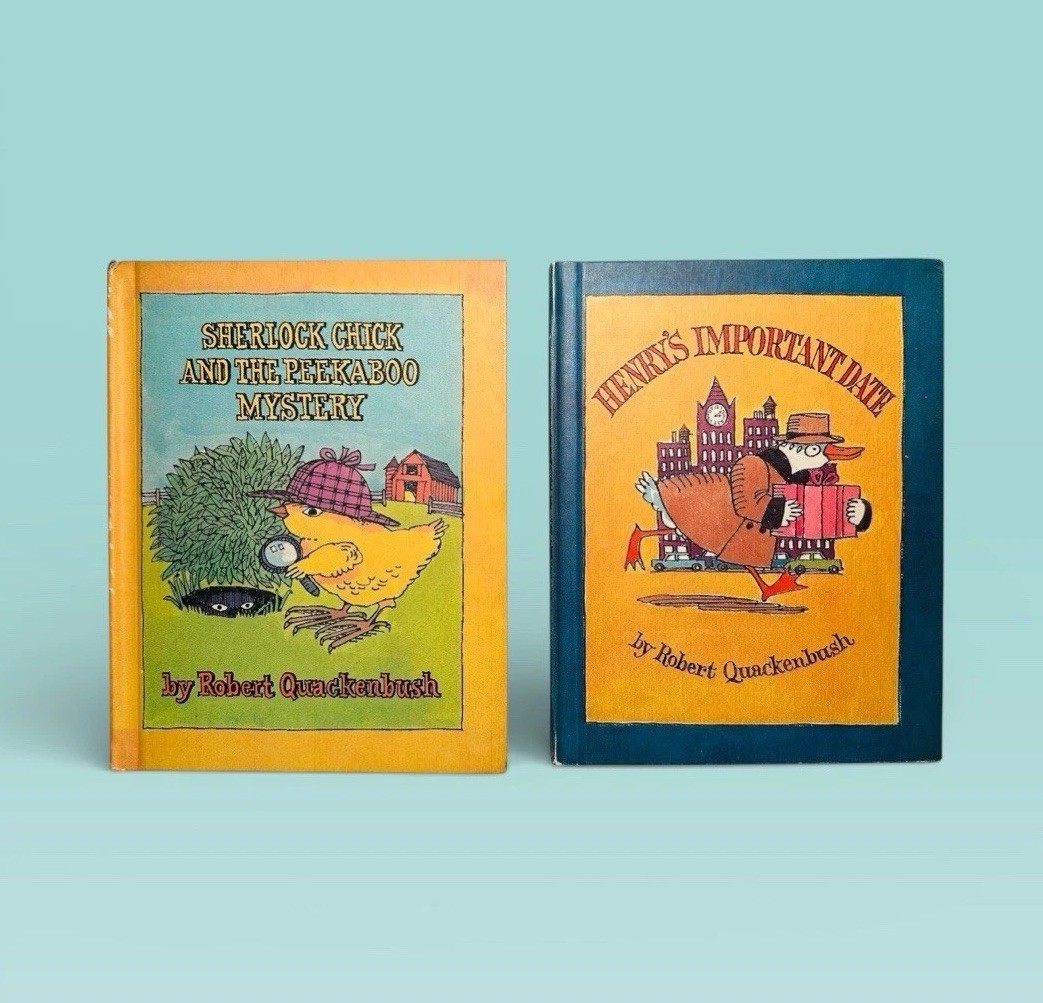 1980’s Robert Quackenbush Books Lot of 2 Sherlock Chick & Henry’s Important Date