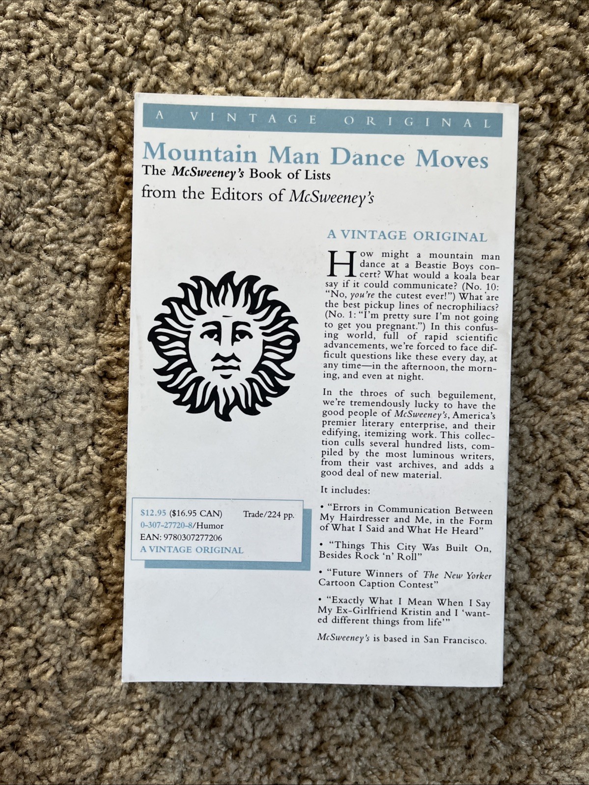 McSweeney’s Mountain Man Dance Moves Uncorrected Proof Advance Copy Sweeney’s