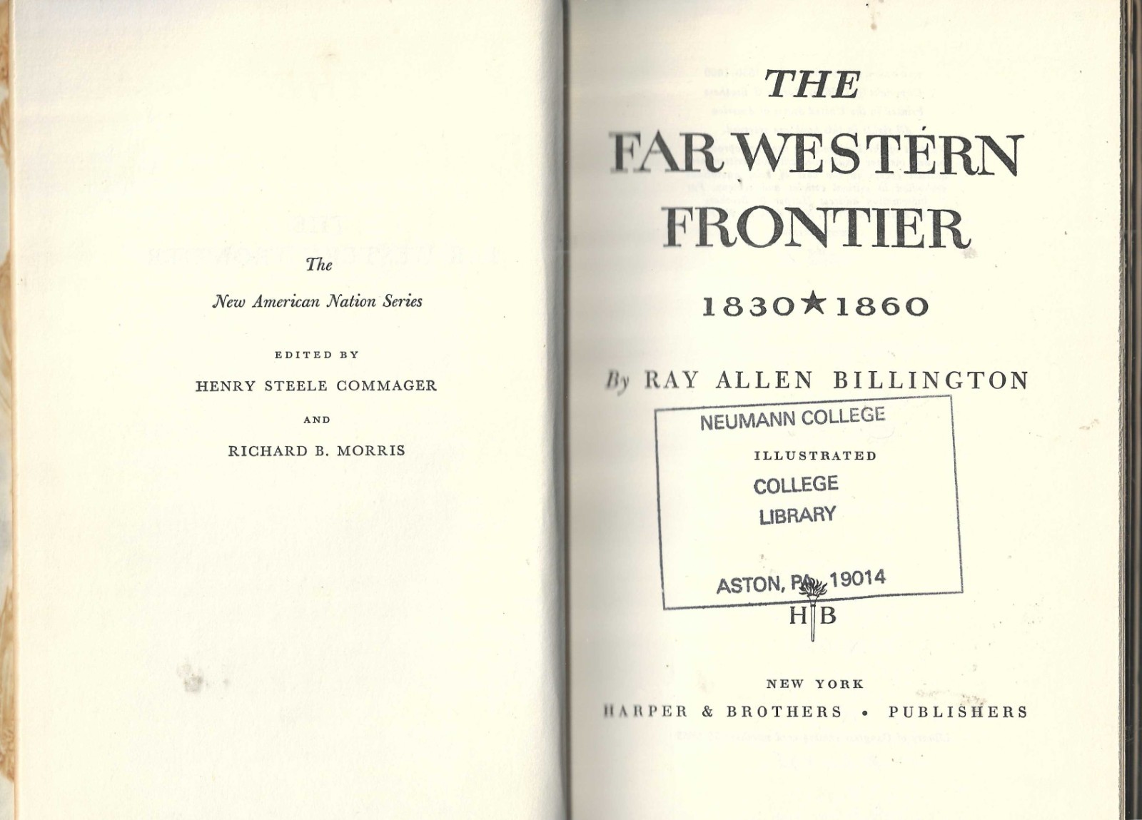 1956 Hardback-First Edition- Far Western Frontier by Ray allen Billington-Good