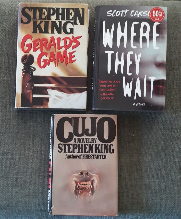3 Hardcover Horror Books, Stephen King, Scott Carson, Acceptable/Good.