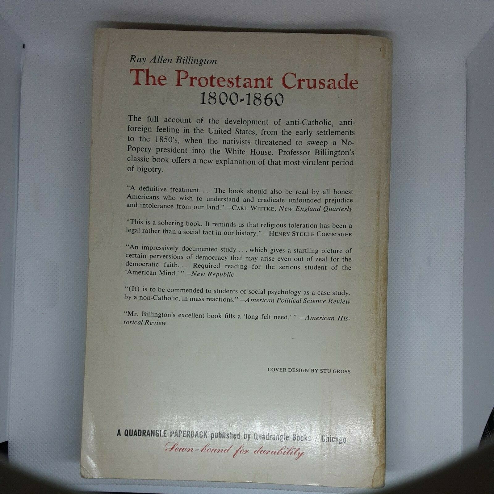 The Protestant Crusade 1800-1860 By Ray Allen Billington 1964 Paperback