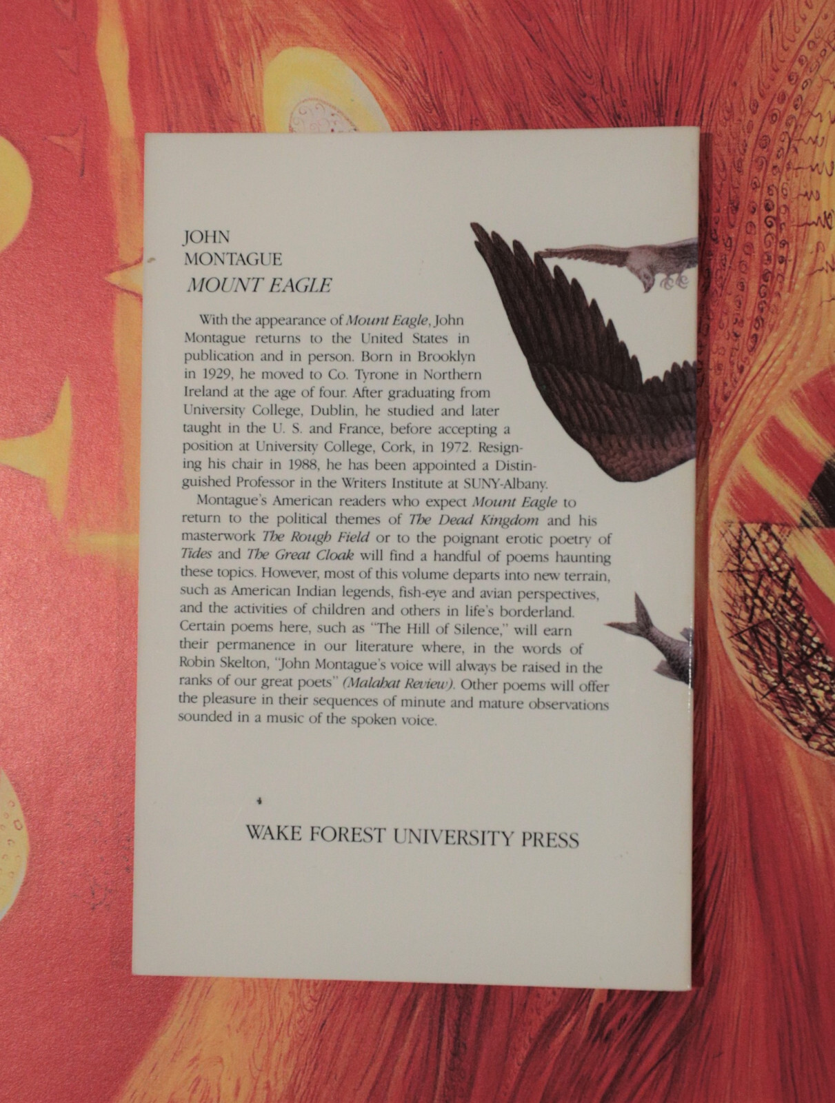 Mount Eagle, John Montague, Wake Forest University Press 1989 softcover