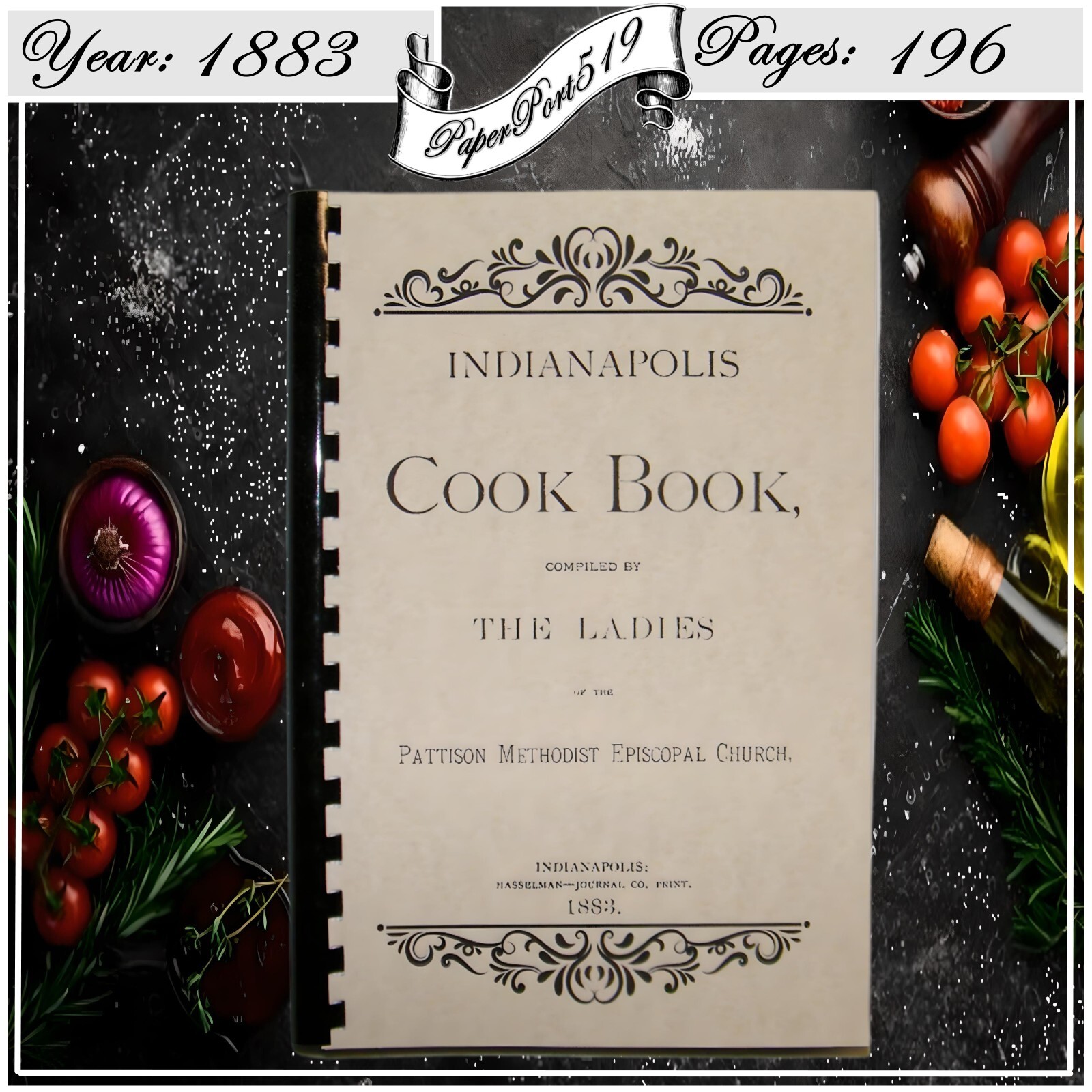 1883 Indianapolis Cook Book 196 Pages