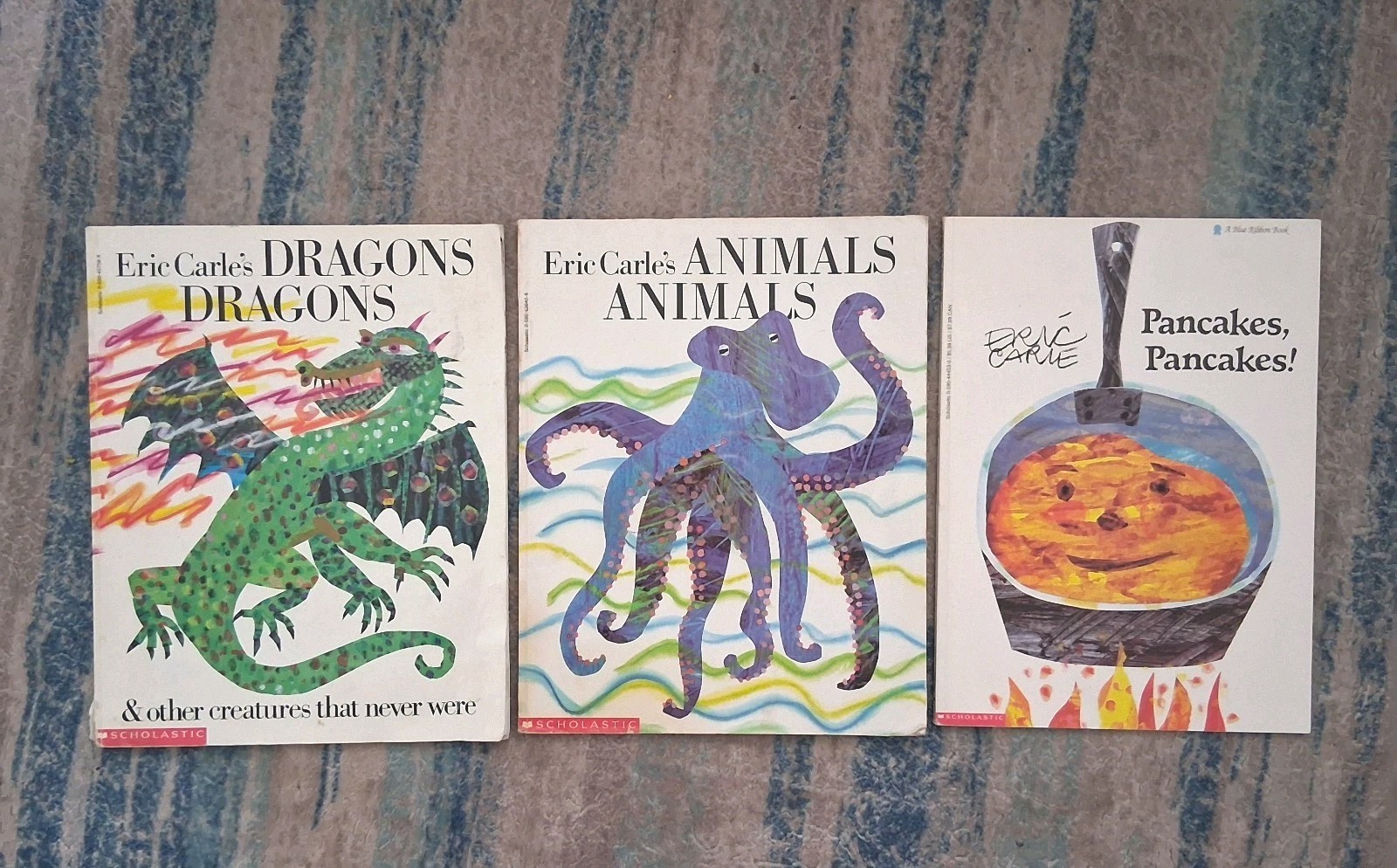 Lot of 3 Eric Carle Books for Children Toddlers: Animals, Dragons, Pancakes