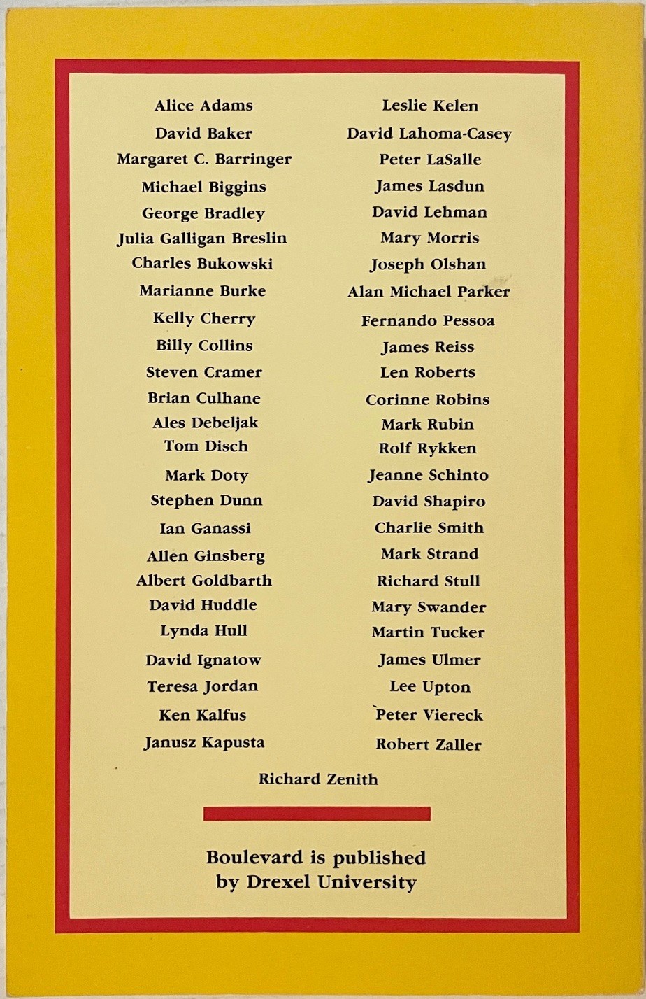 Boulevard #15 & 16 – Spring 1991 Allen Ginsberg Charles Bukowski Alice Adams