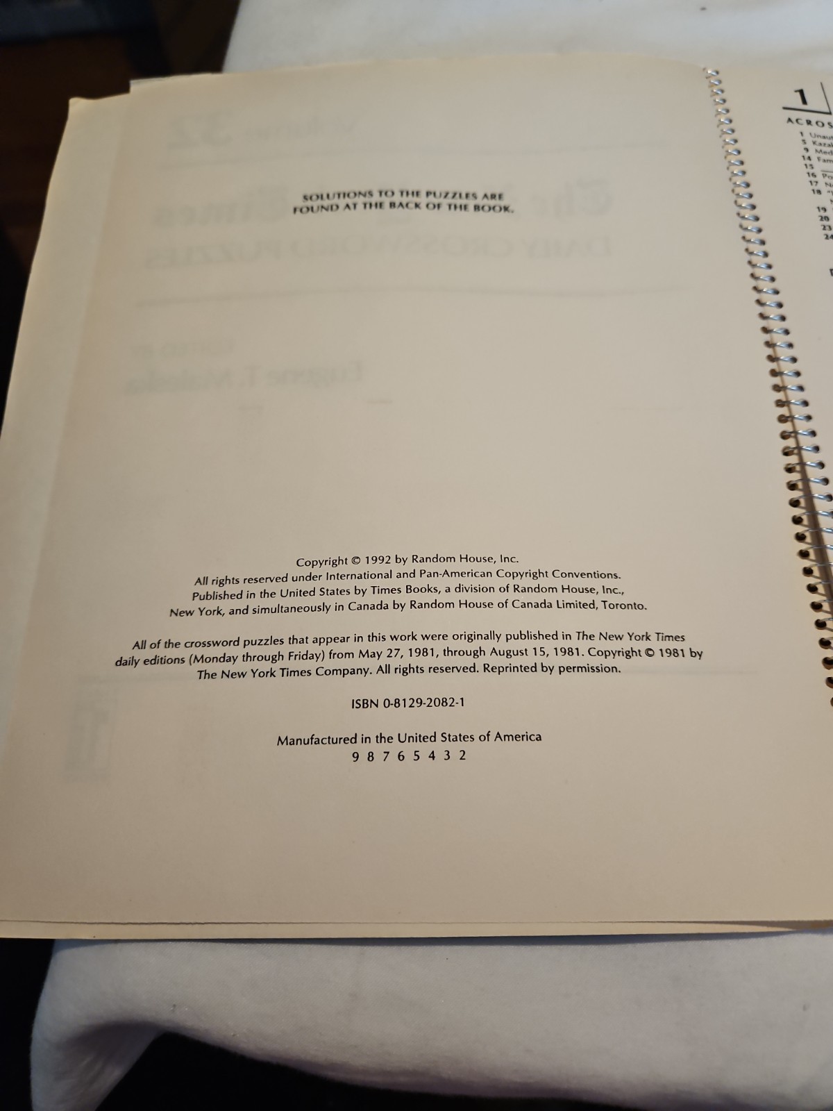 The New York Times Daily Crossword Puzzles, Volume 32 (NY Times), Maleska, Eugen