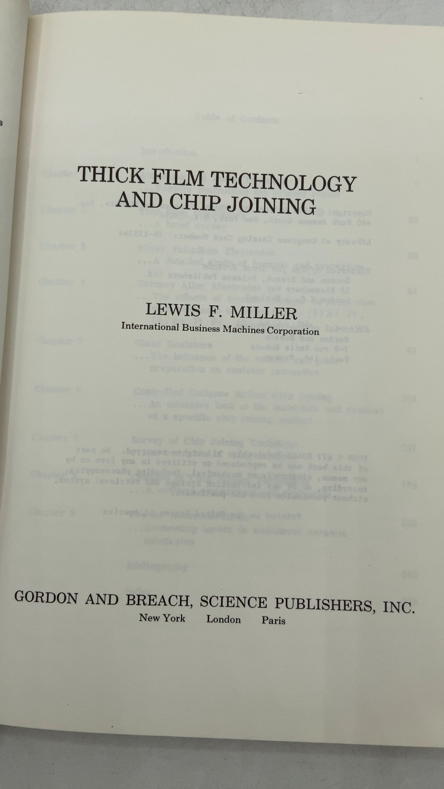 Thick Film Technology AND Chip Joining Lewis F. Miller Hardcover 1972