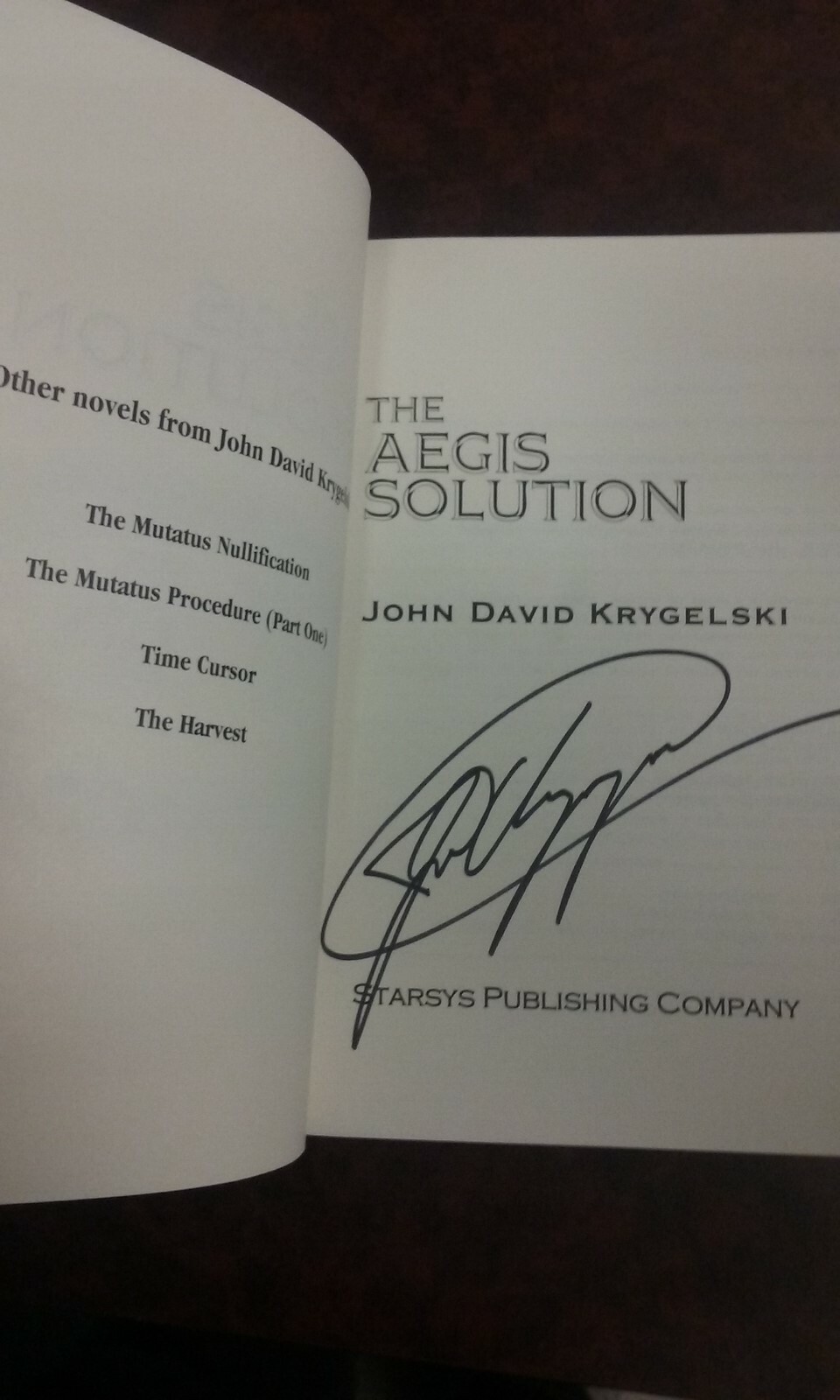 The Aegis Solution, John David Krygelski, 9780983052845, New, Signed by Author
