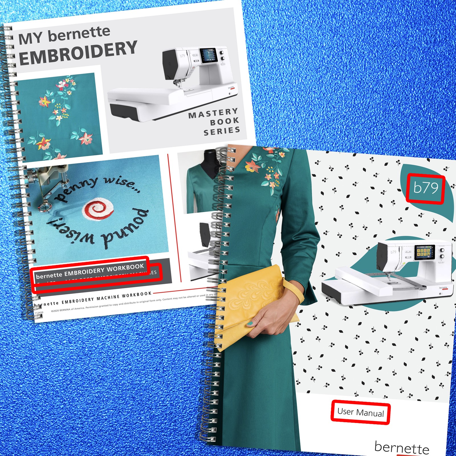 Bernina B79 B70 Embroidery Workbook & Manual Bundle – WIRE BOUND – TOUGH COVERS